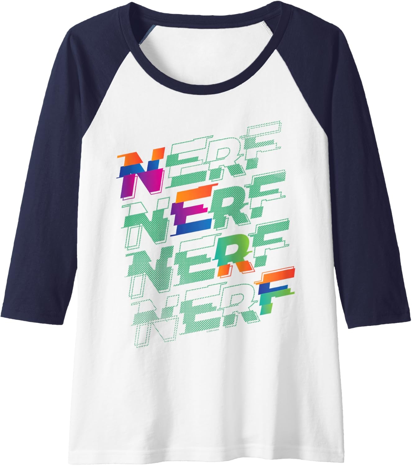 image:imageNerf Glitch Color Logo Stack Raglan Baseball TeeNavy BlueWhite