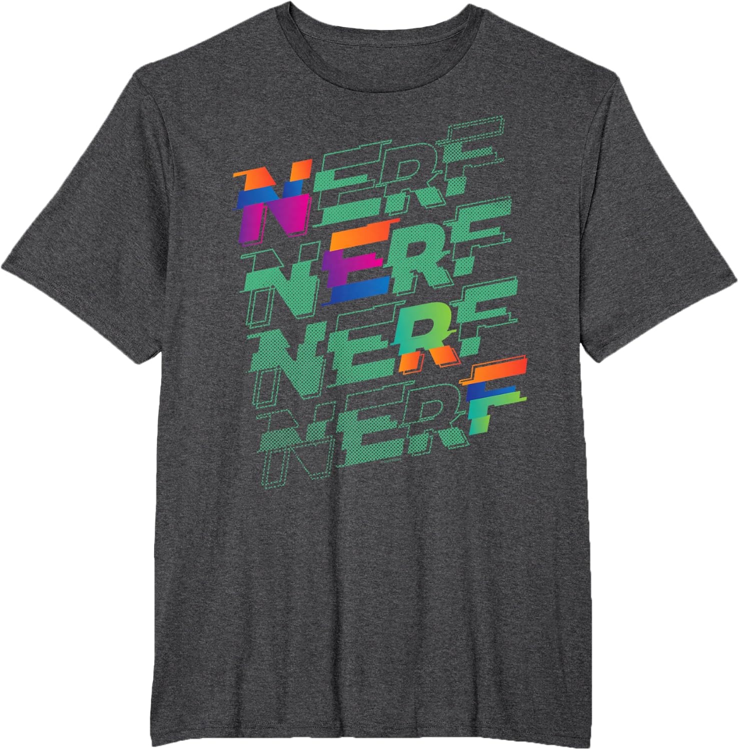 image:imageNerf Glitch Color Logo Stack TShirtDark Heather Grey