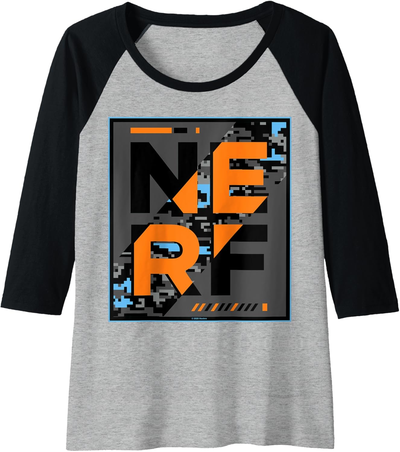 image:imageNerf Glitch Poster Raglan Baseball TeeBlackAthletic Heather