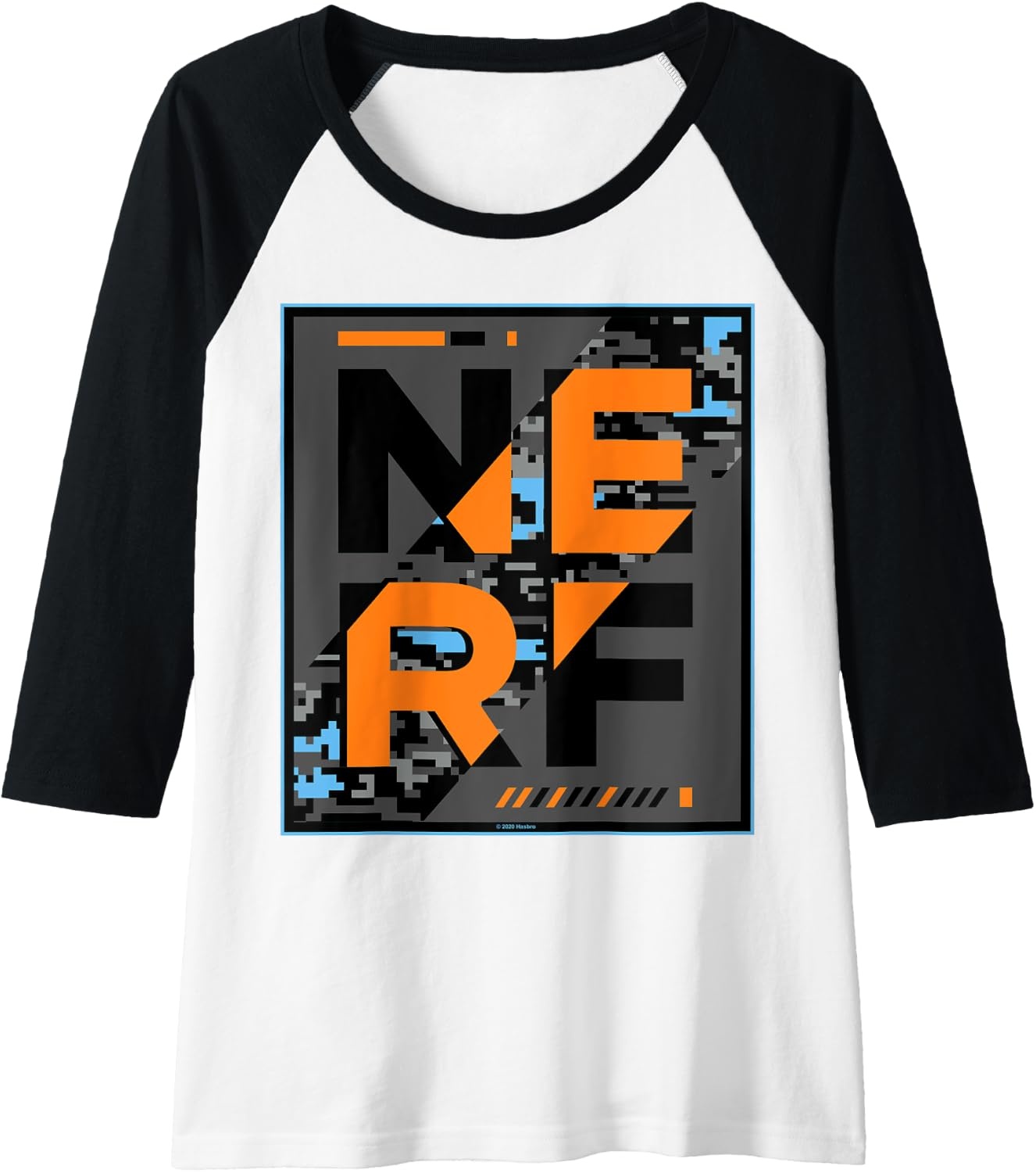image:imageNerf Glitch Poster Raglan Baseball TeeBlackWhite