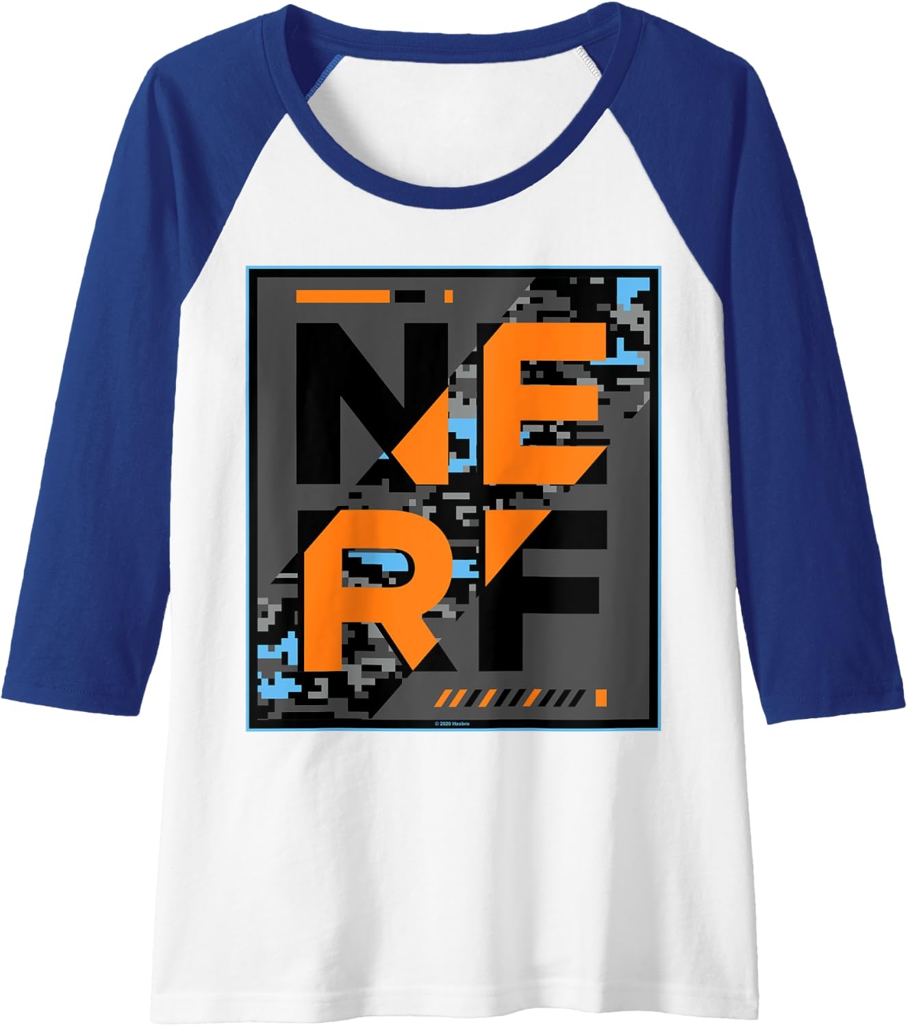 image:imageNerf Glitch Poster Raglan Baseball TeeRoyal BlueWhite
