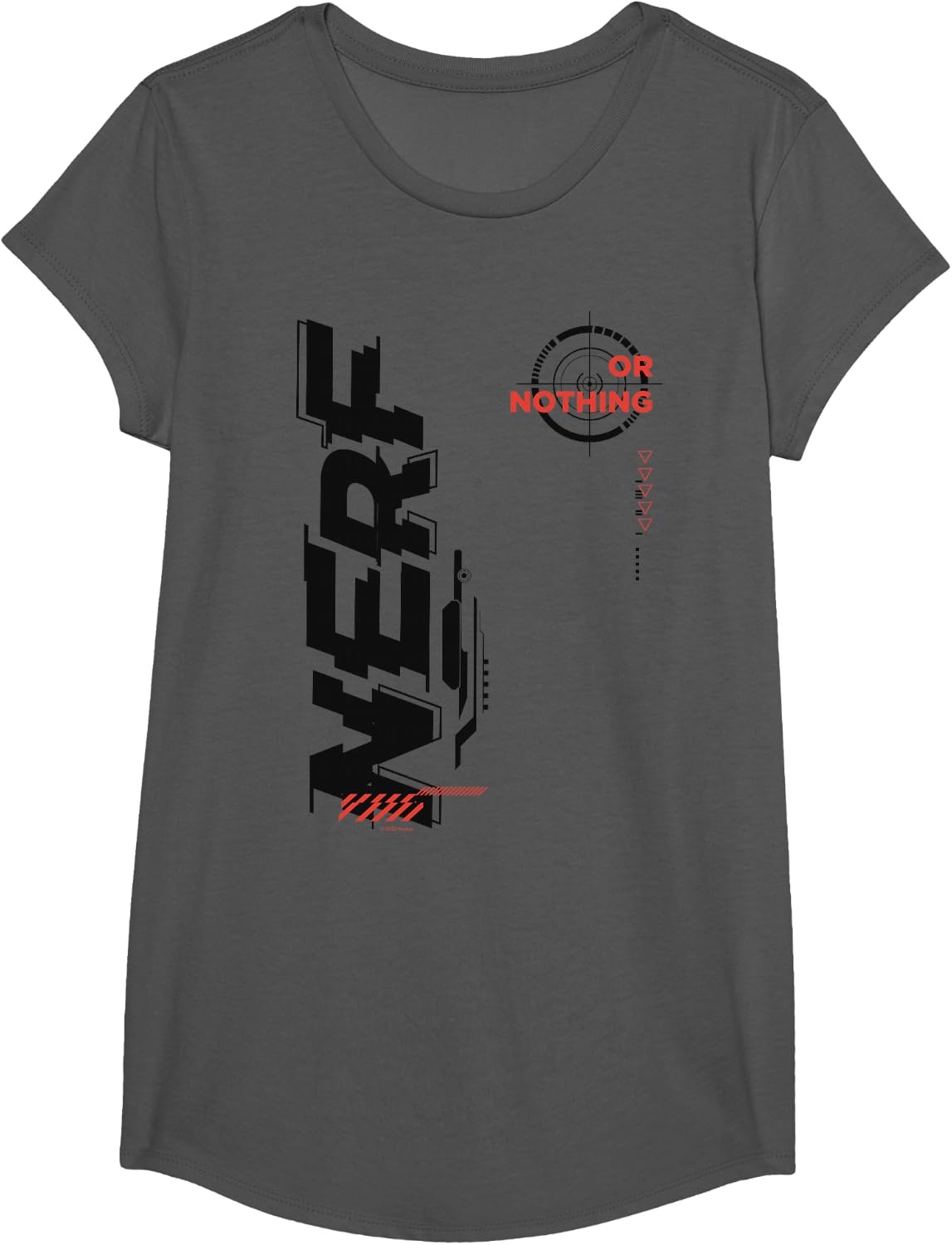 image:imageNerf Its Nerf Or Nothing Target Bullseye Side Graphic TShirtAsphalt Grey