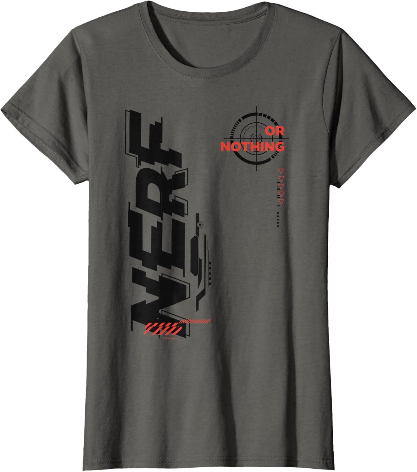 image:imageNerf Its Nerf Or Nothing Target Bullseye Side Graphic TShirtAsphalt Grey