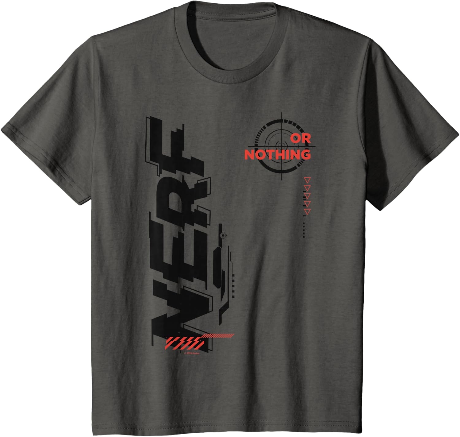 image:imageNerf Its Nerf Or Nothing Target Bullseye Side Graphic TShirtAsphalt Grey