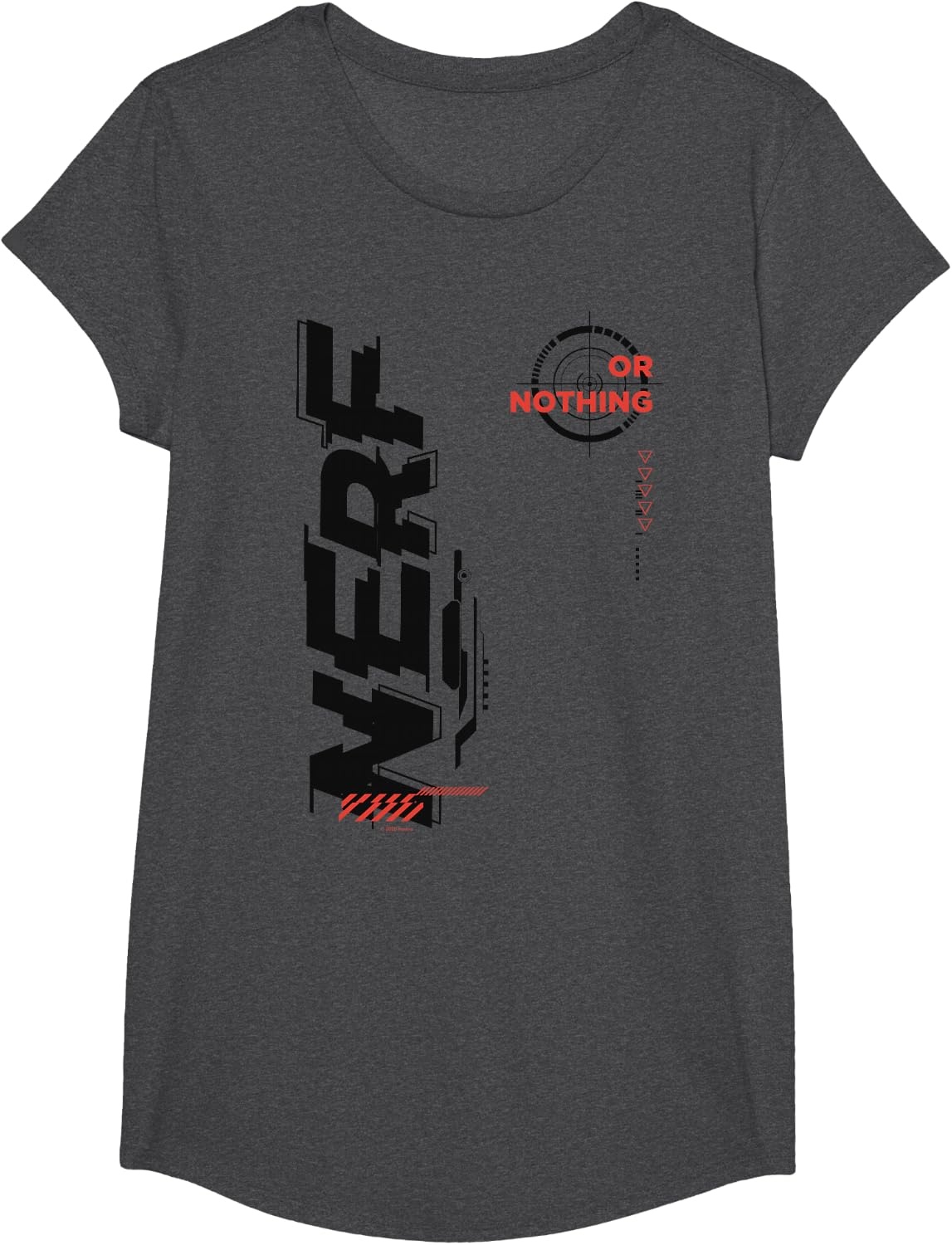 image:imageNerf Its Nerf Or Nothing Target Bullseye Side Graphic TShirtDark Heather Grey