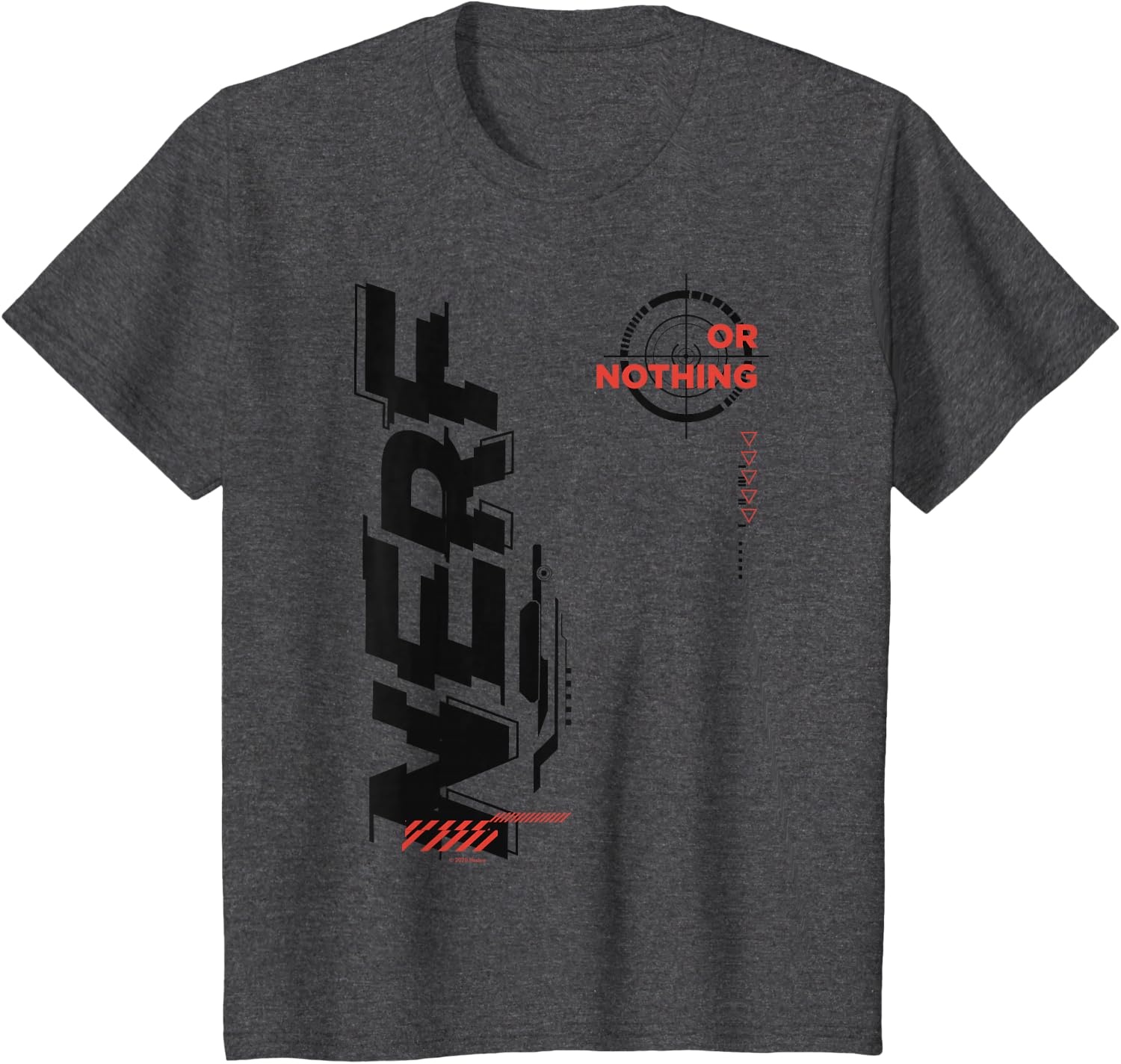 image:imageNerf Its Nerf Or Nothing Target Bullseye Side Graphic TShirtDark Heather Grey
