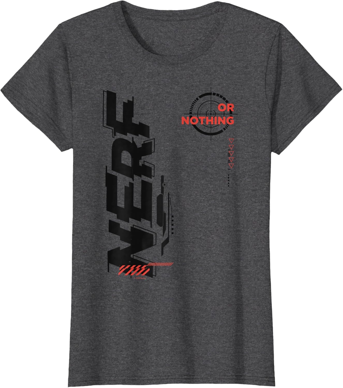 image:imageNerf Its Nerf Or Nothing Target Bullseye Side Graphic TShirtDark Heather Grey