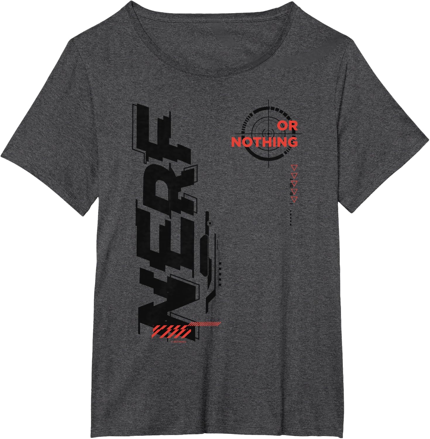 image:imageNerf Its Nerf Or Nothing Target Bullseye Side Graphic TShirtDark Heather Grey
