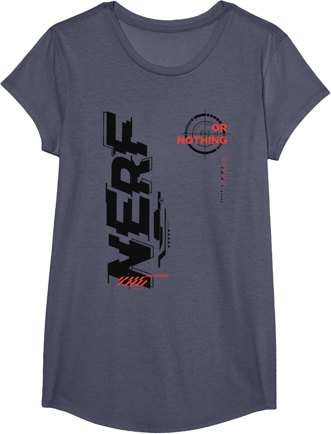 image:imageNerf Its Nerf Or Nothing Target Bullseye Side Graphic TShirtHeather Blue