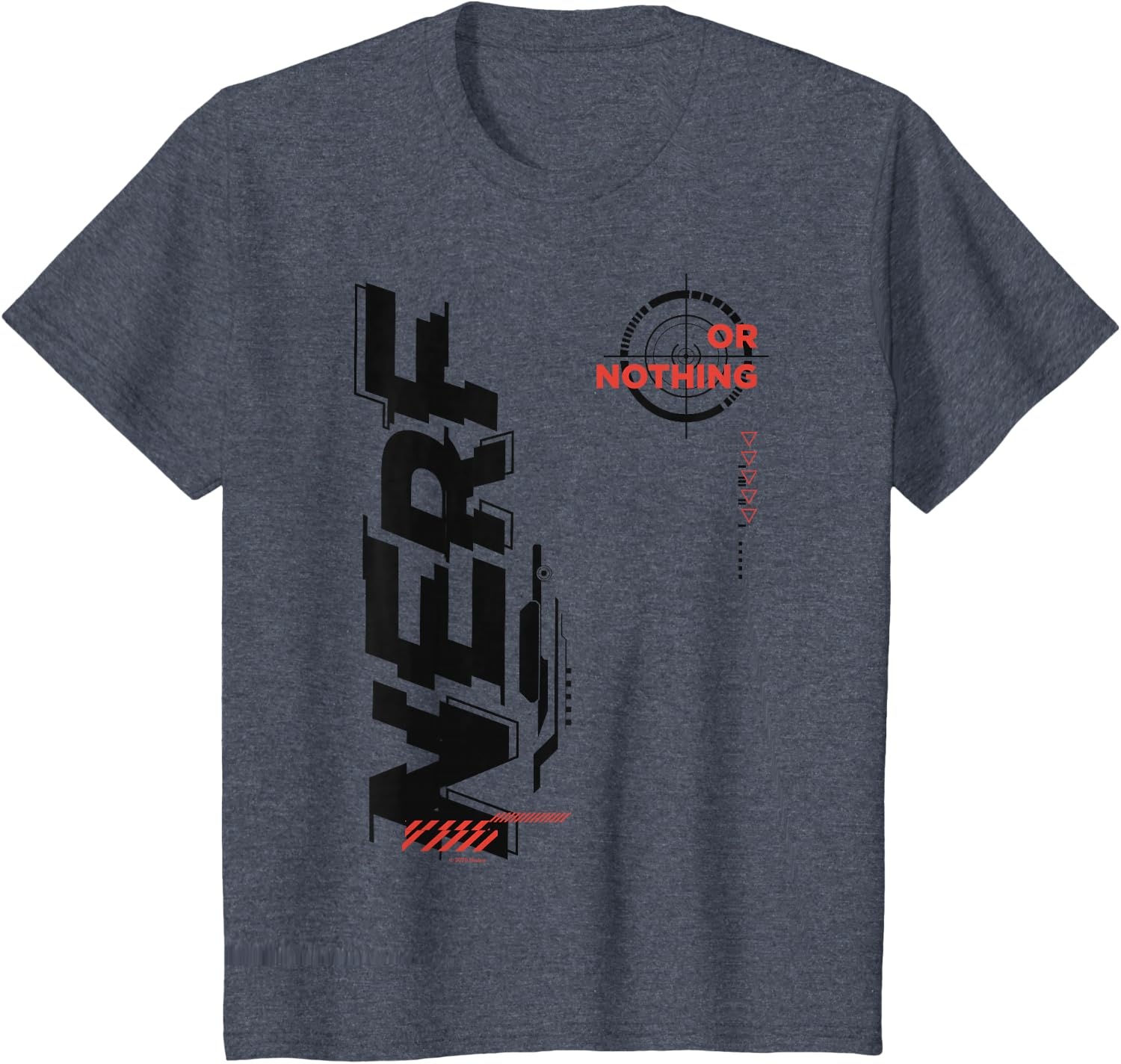 image:imageNerf Its Nerf Or Nothing Target Bullseye Side Graphic TShirtHeather Blue