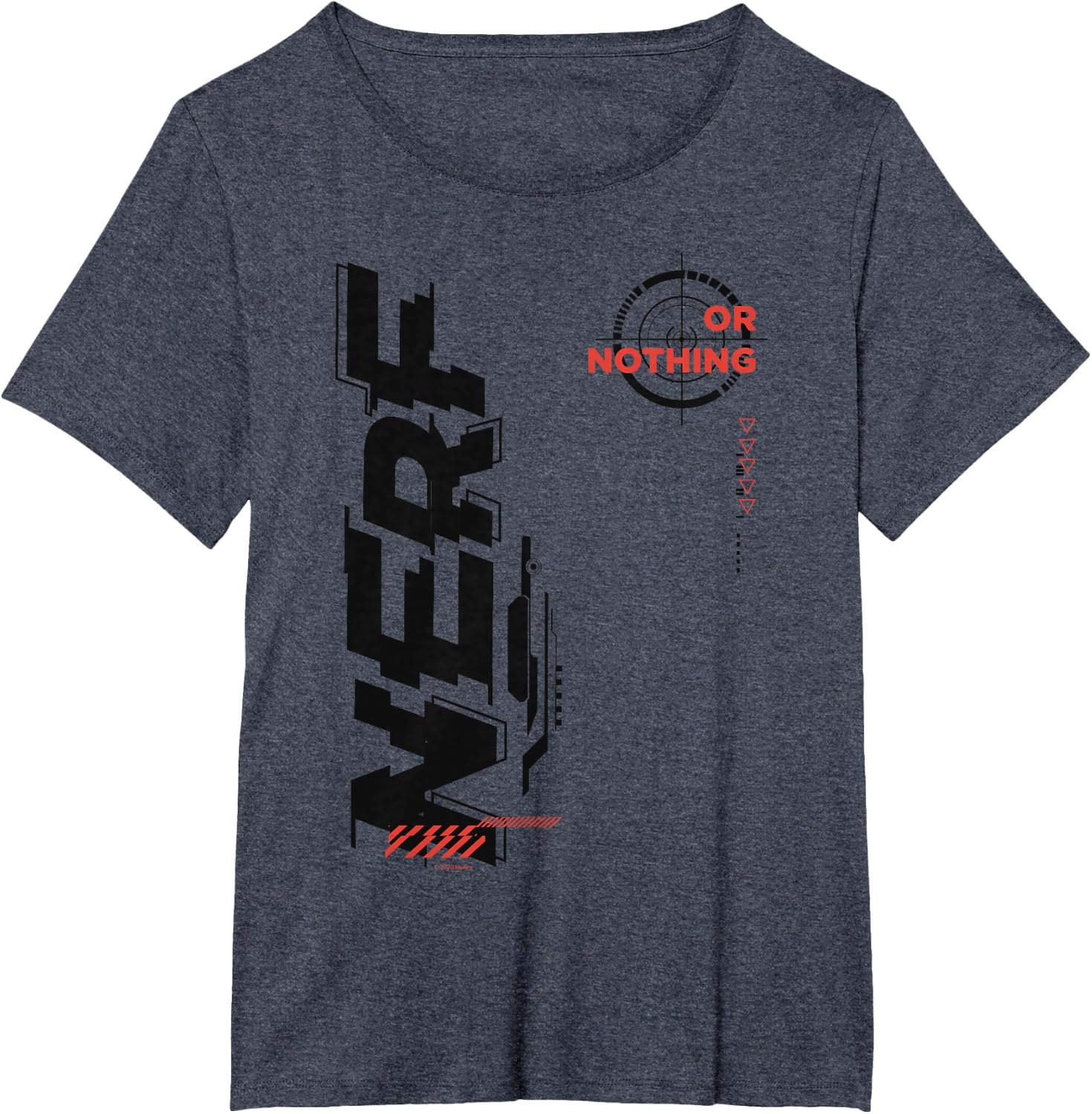 image:imageNerf Its Nerf Or Nothing Target Bullseye Side Graphic TShirtHeather Blue