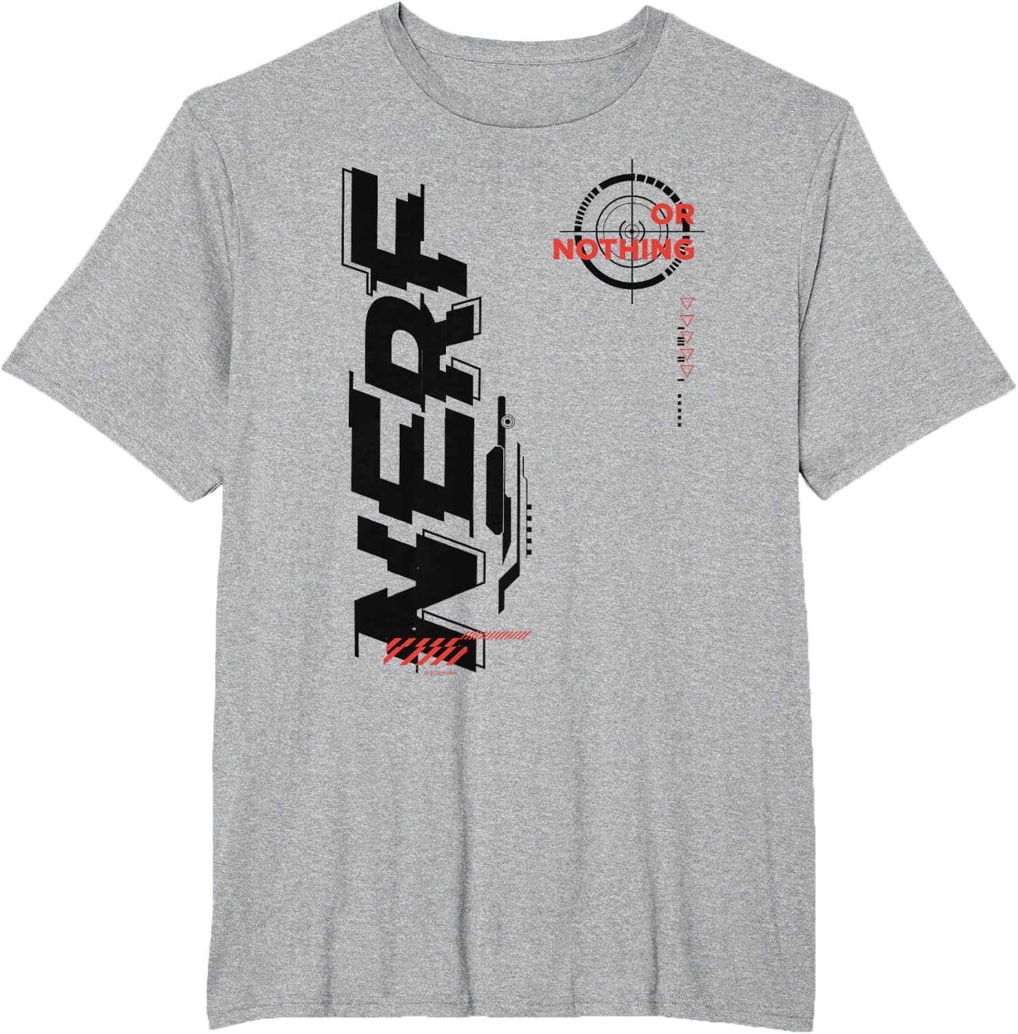 image:imageNerf Its Nerf Or Nothing Target Bullseye Side Graphic TShirtHeather Grey
