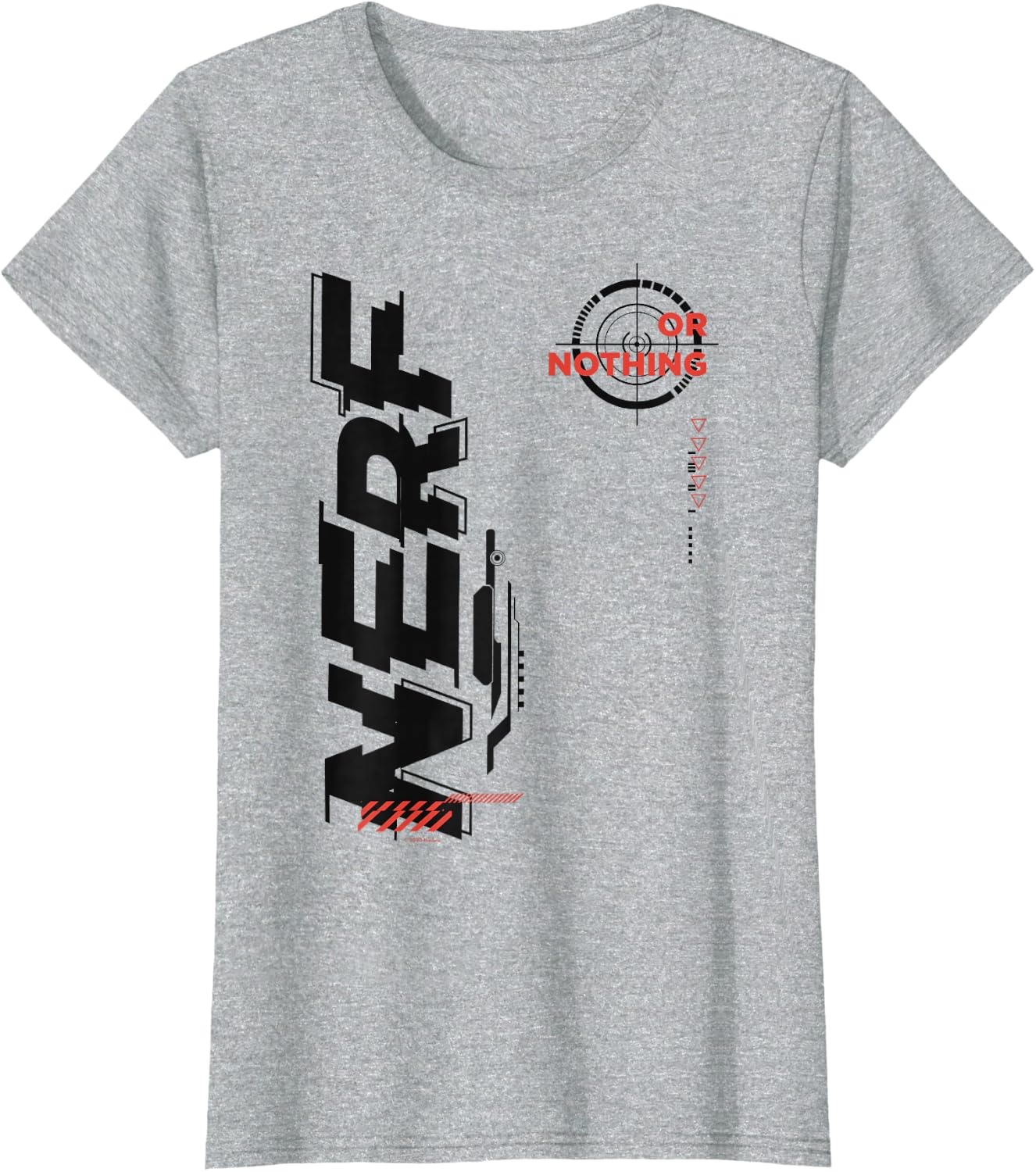 image:imageNerf Its Nerf Or Nothing Target Bullseye Side Graphic TShirtHeather Grey