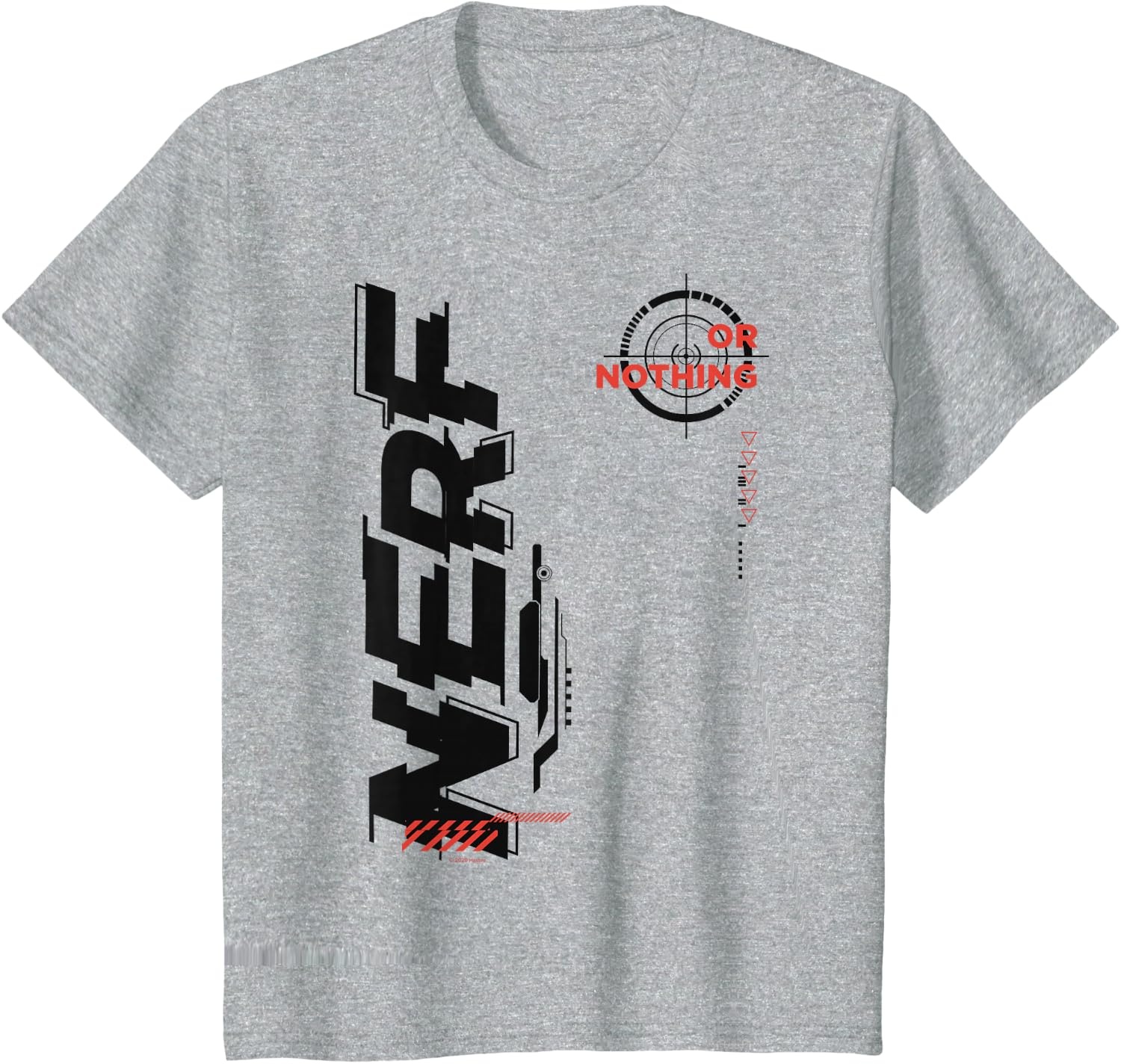 image:imageNerf Its Nerf Or Nothing Target Bullseye Side Graphic TShirtHeather Grey