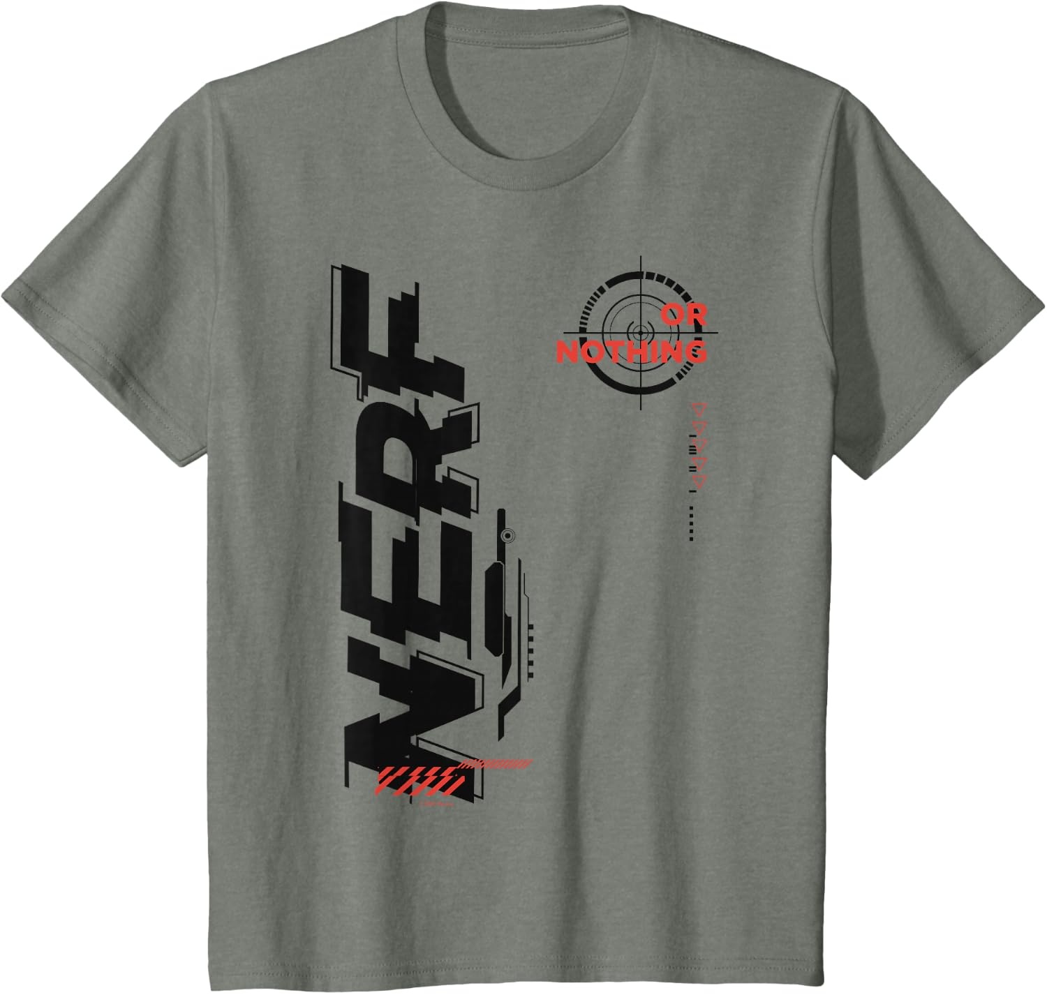 image:imageNerf Its Nerf Or Nothing Target Bullseye Side Graphic TShirtOlive Heather