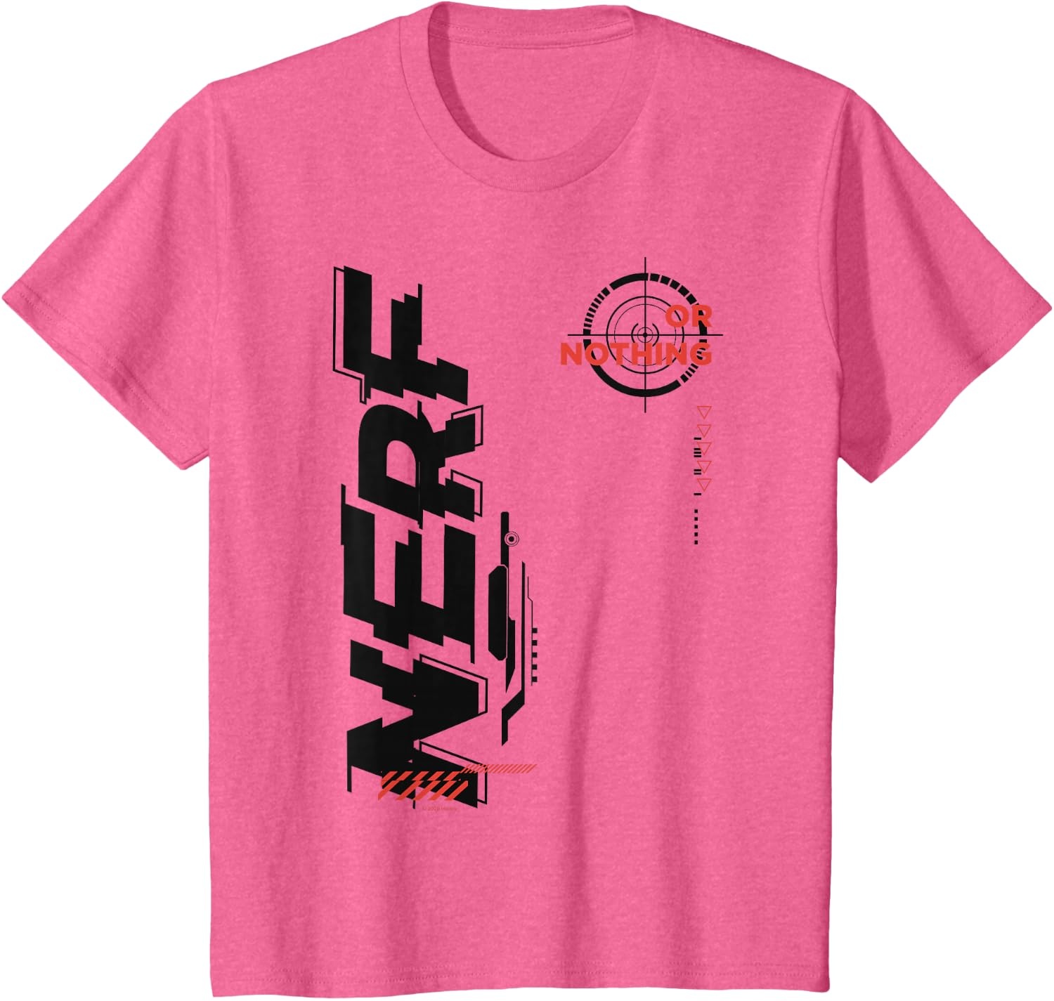 image:imageNerf Its Nerf Or Nothing Target Bullseye Side Graphic TShirtPink Heather