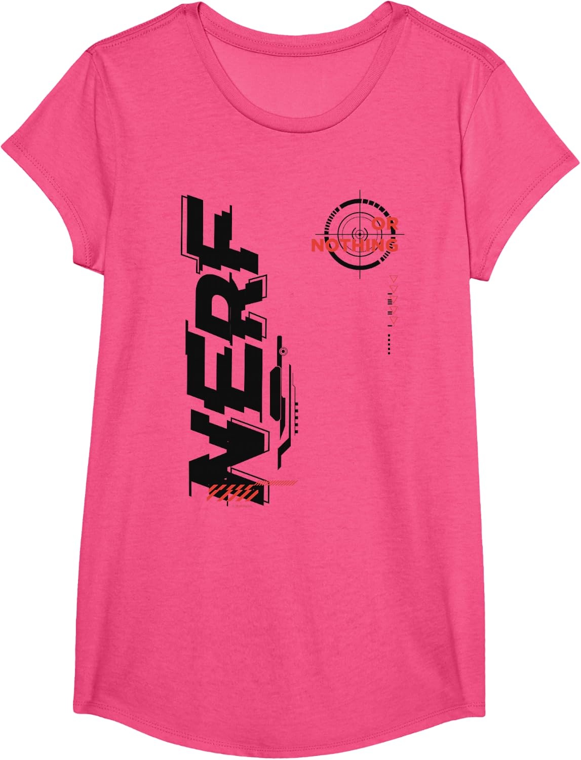 image:imageNerf Its Nerf Or Nothing Target Bullseye Side Graphic TShirtPink Heather