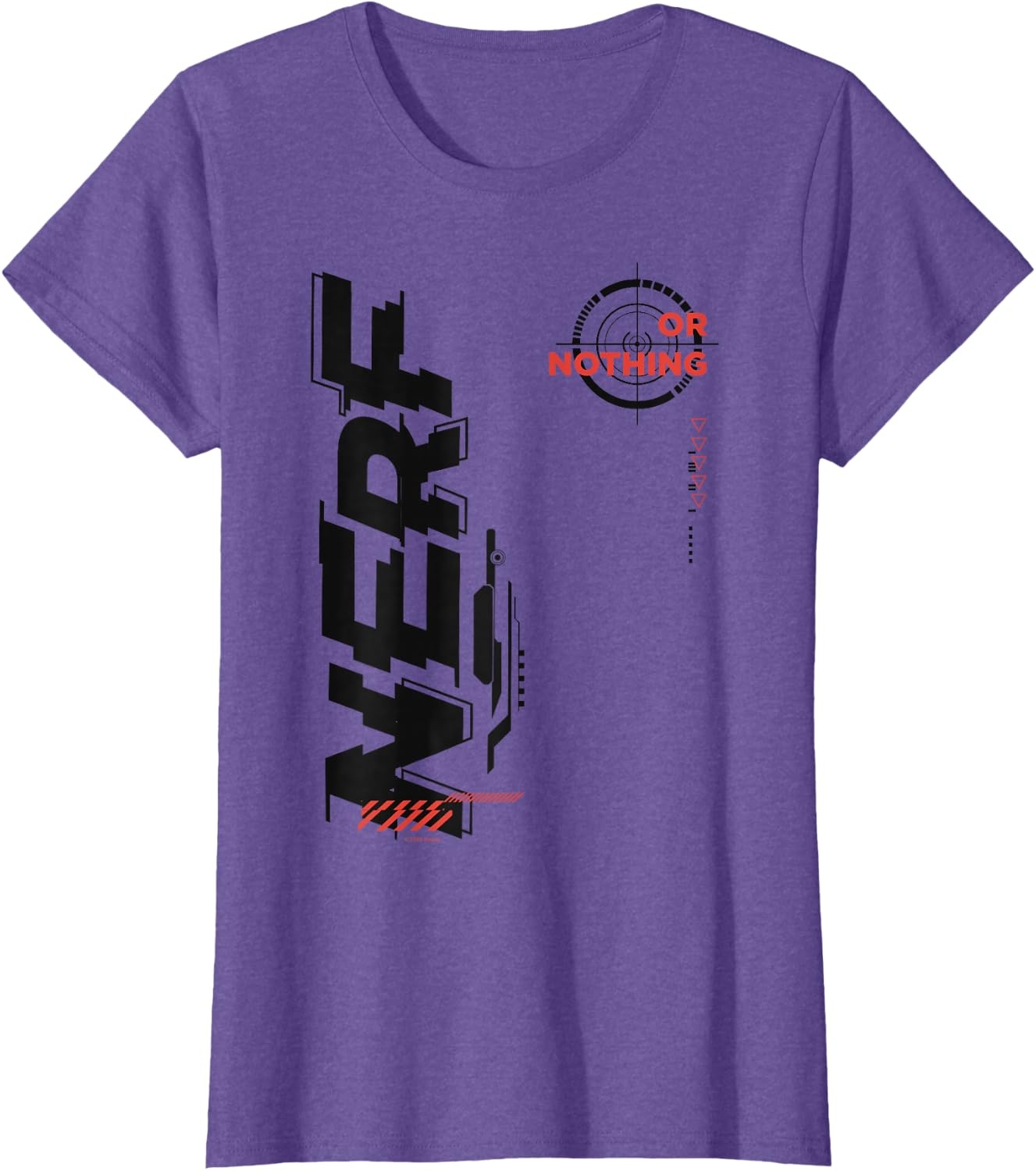 image:imageNerf Its Nerf Or Nothing Target Bullseye Side Graphic TShirtPurple Heather