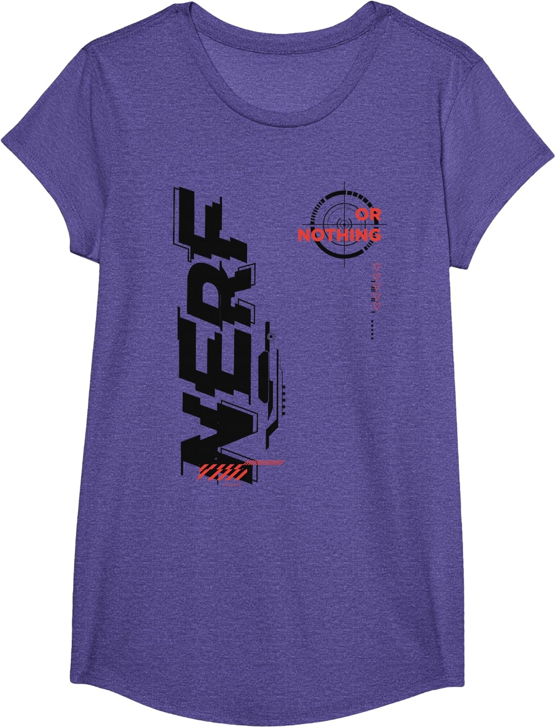 image:imageNerf Its Nerf Or Nothing Target Bullseye Side Graphic TShirtPurple Heather