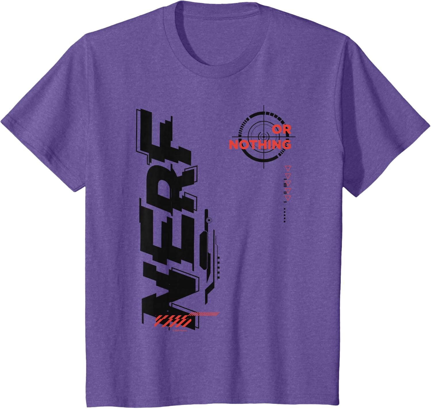 image:imageNerf Its Nerf Or Nothing Target Bullseye Side Graphic TShirtPurple Heather