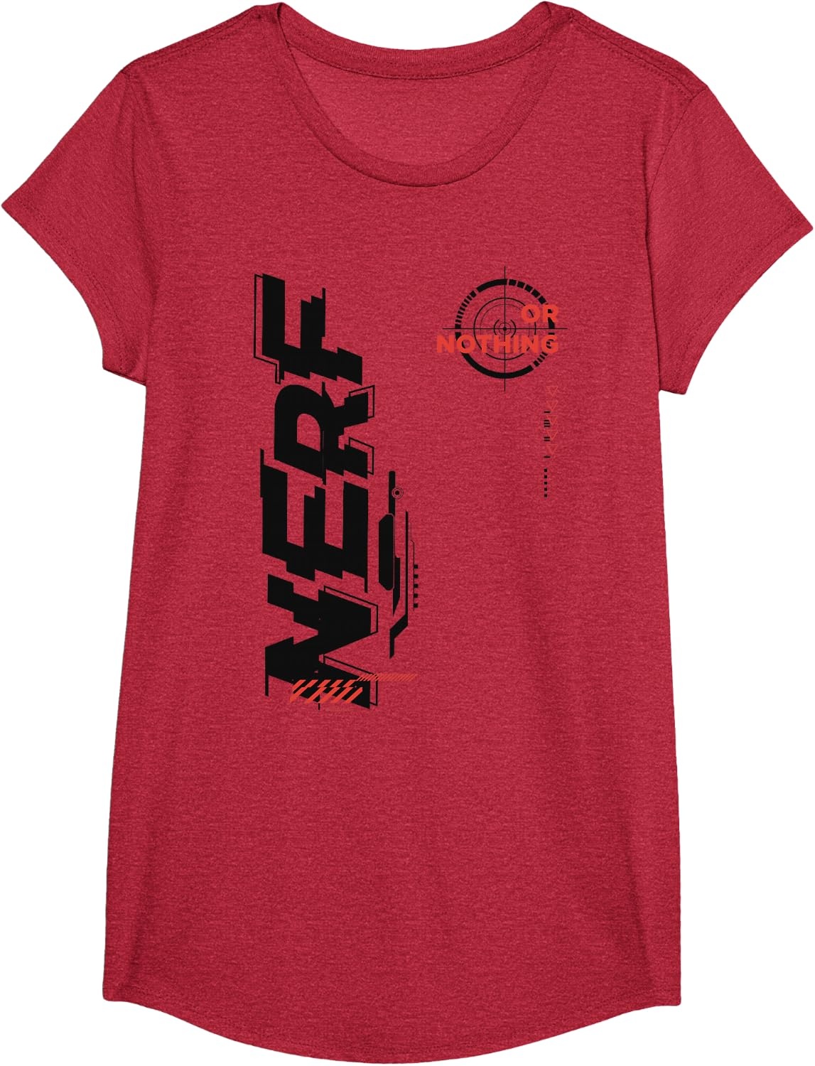 image:imageNerf Its Nerf Or Nothing Target Bullseye Side Graphic TShirtRed Heather
