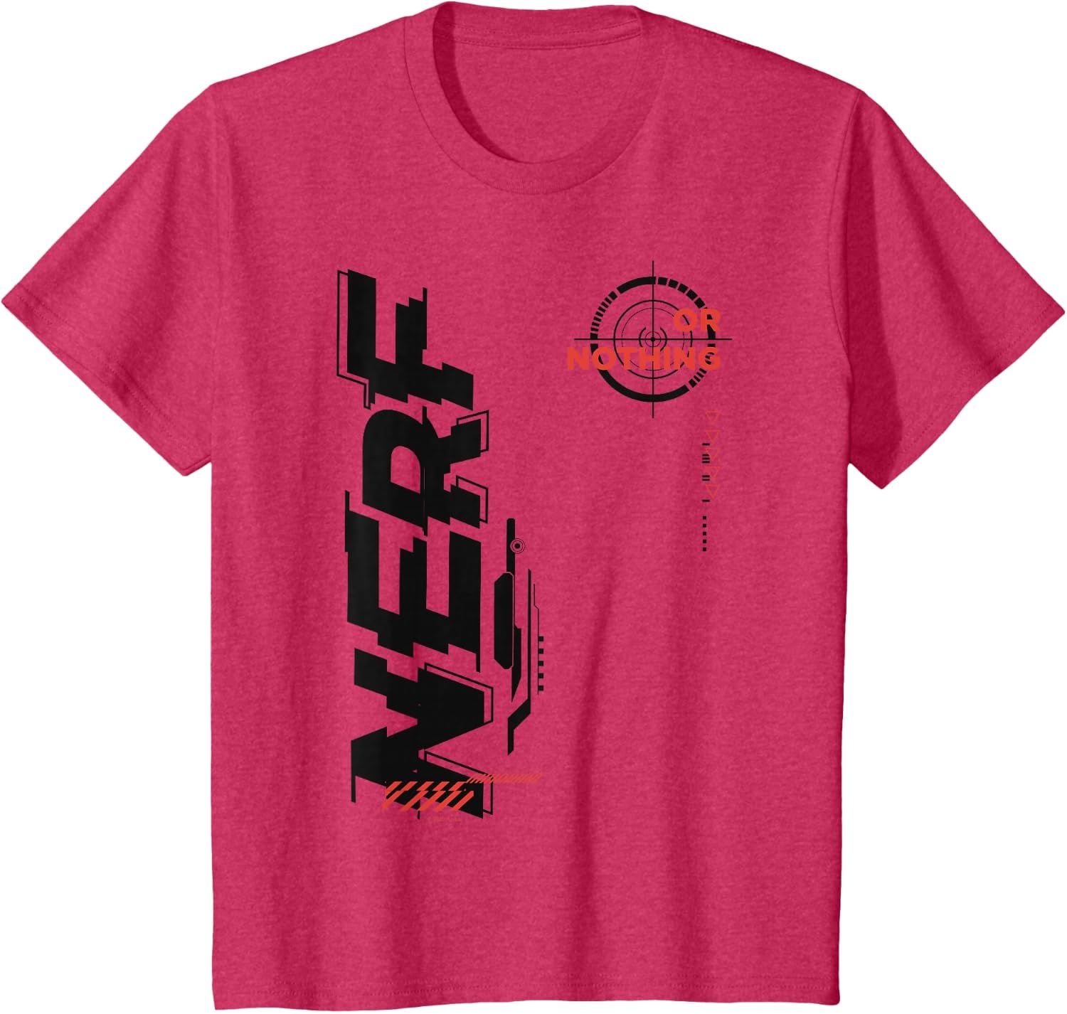 image:imageNerf Its Nerf Or Nothing Target Bullseye Side Graphic TShirtRed Heather
