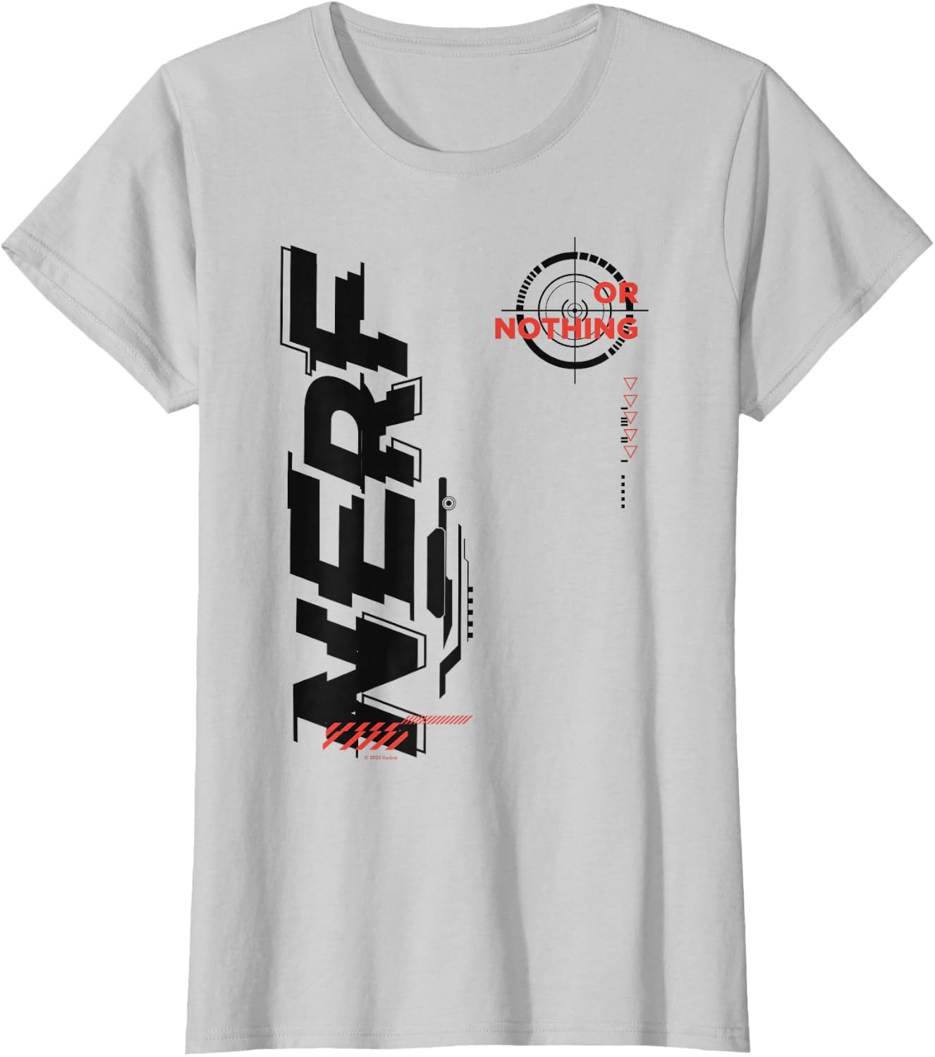 image:imageNerf Its Nerf Or Nothing Target Bullseye Side Graphic TShirtSilver Grey