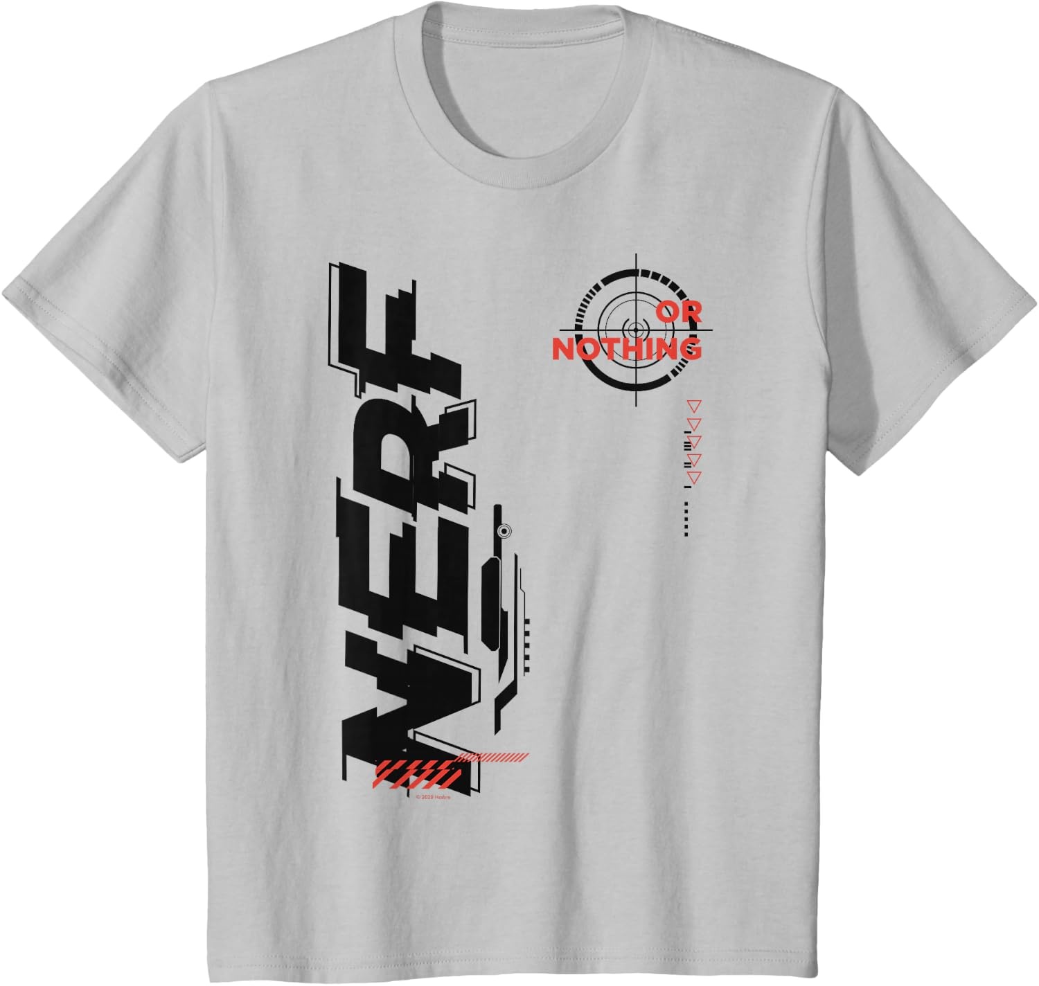 image:imageNerf Its Nerf Or Nothing Target Bullseye Side Graphic TShirtSilver Grey