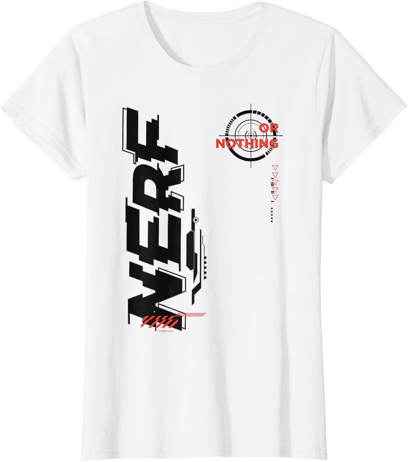image:imageNerf Its Nerf Or Nothing Target Bullseye Side Graphic TShirtWhite