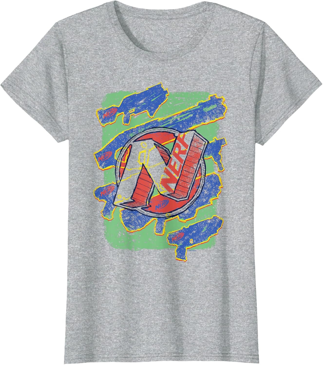 image:imageNerf Logo Blaster Scribbles TShirtHeather Grey