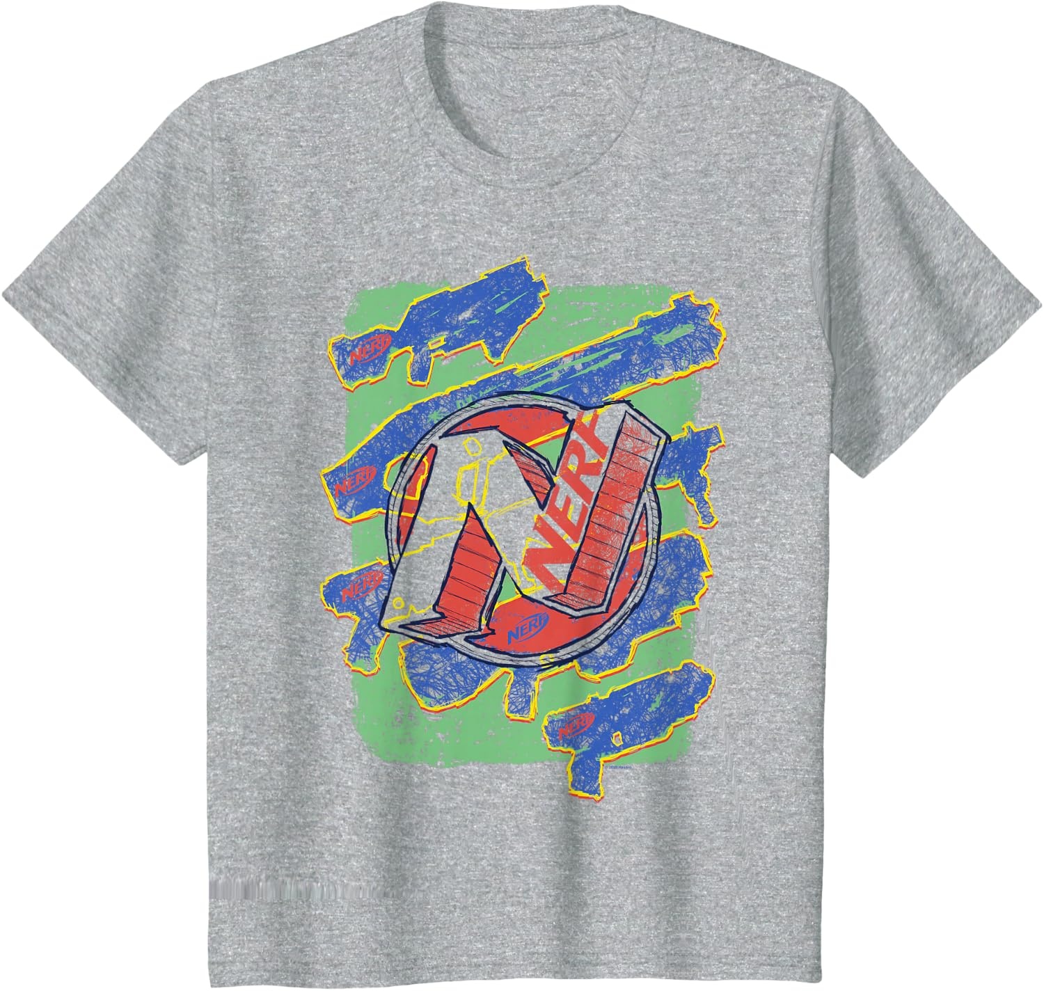 image:imageNerf Logo Blaster Scribbles TShirtHeather Grey