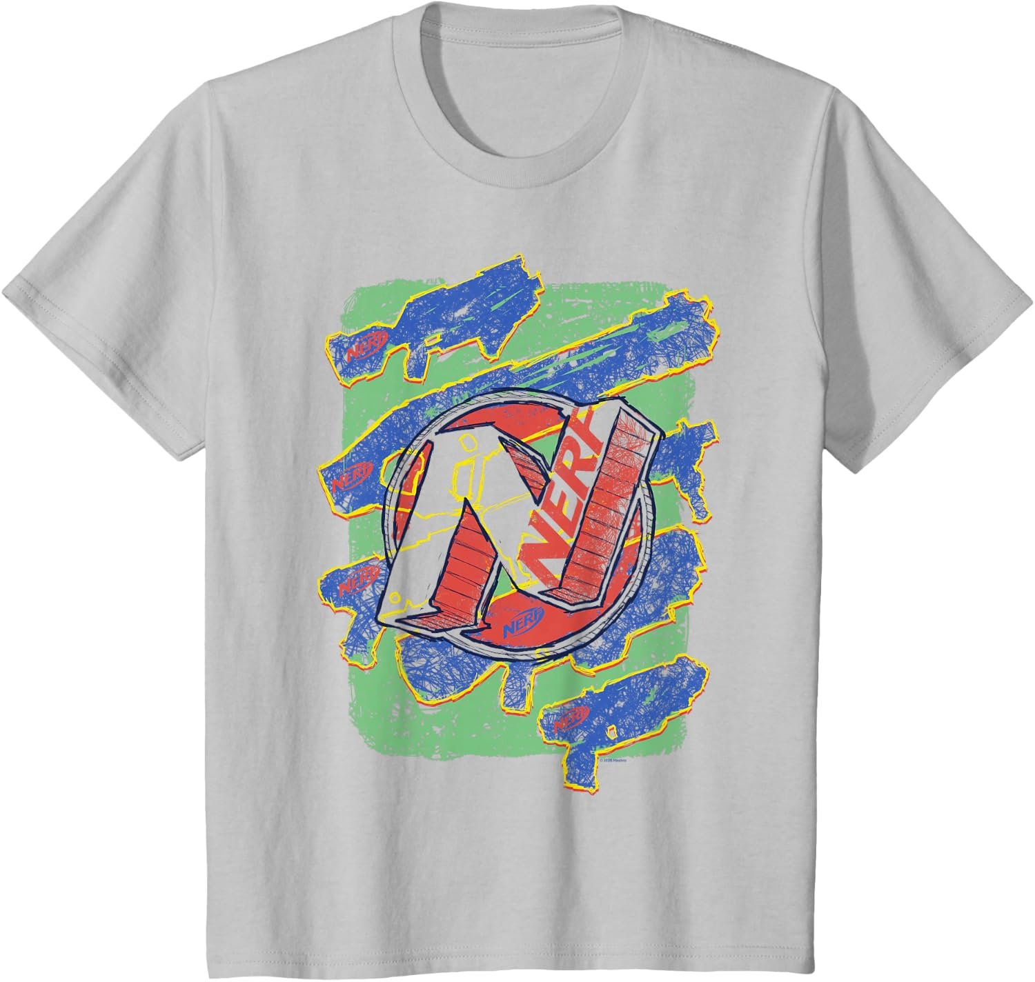 image:imageNerf Logo Blaster Scribbles TShirtSilver Grey