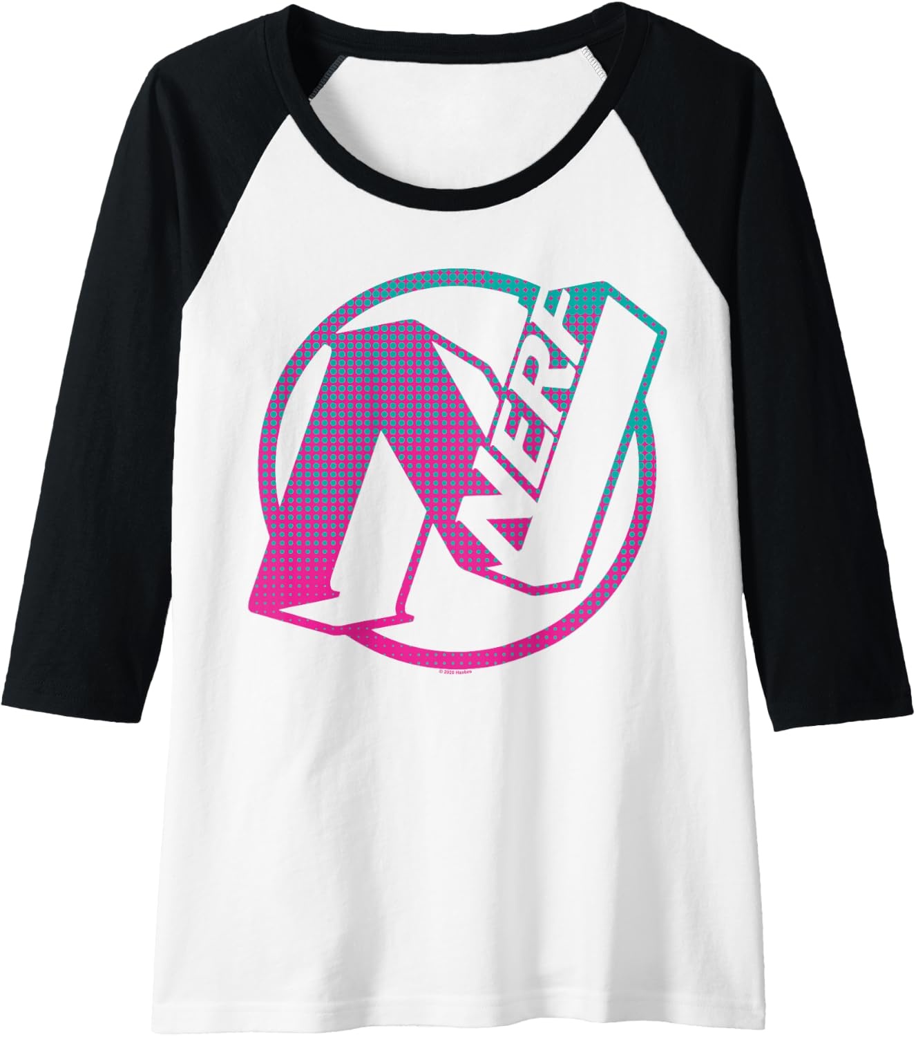 image:imageNerf N Gradient Comic Style Logo Raglan Baseball TeeBlackWhite