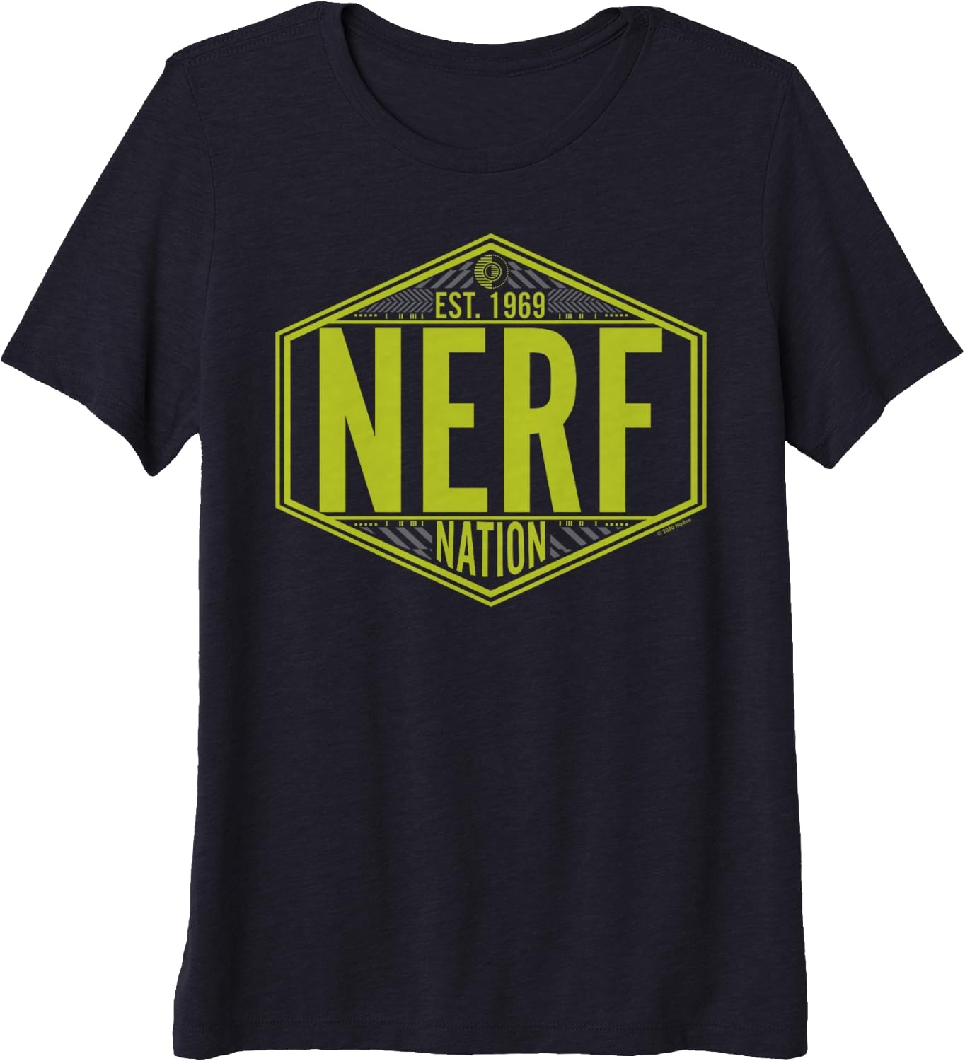 image:imageNerf Nation Est 1969 Neon Badge Logo Premium TShirtNavy Blue