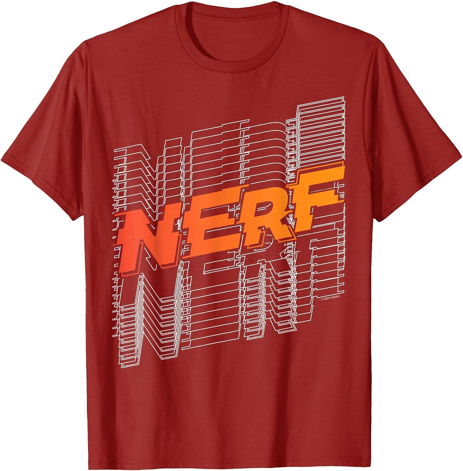 image:imageNerf Stacked Silhouette Retro Nerf Action Logo TShirtCranberry Red