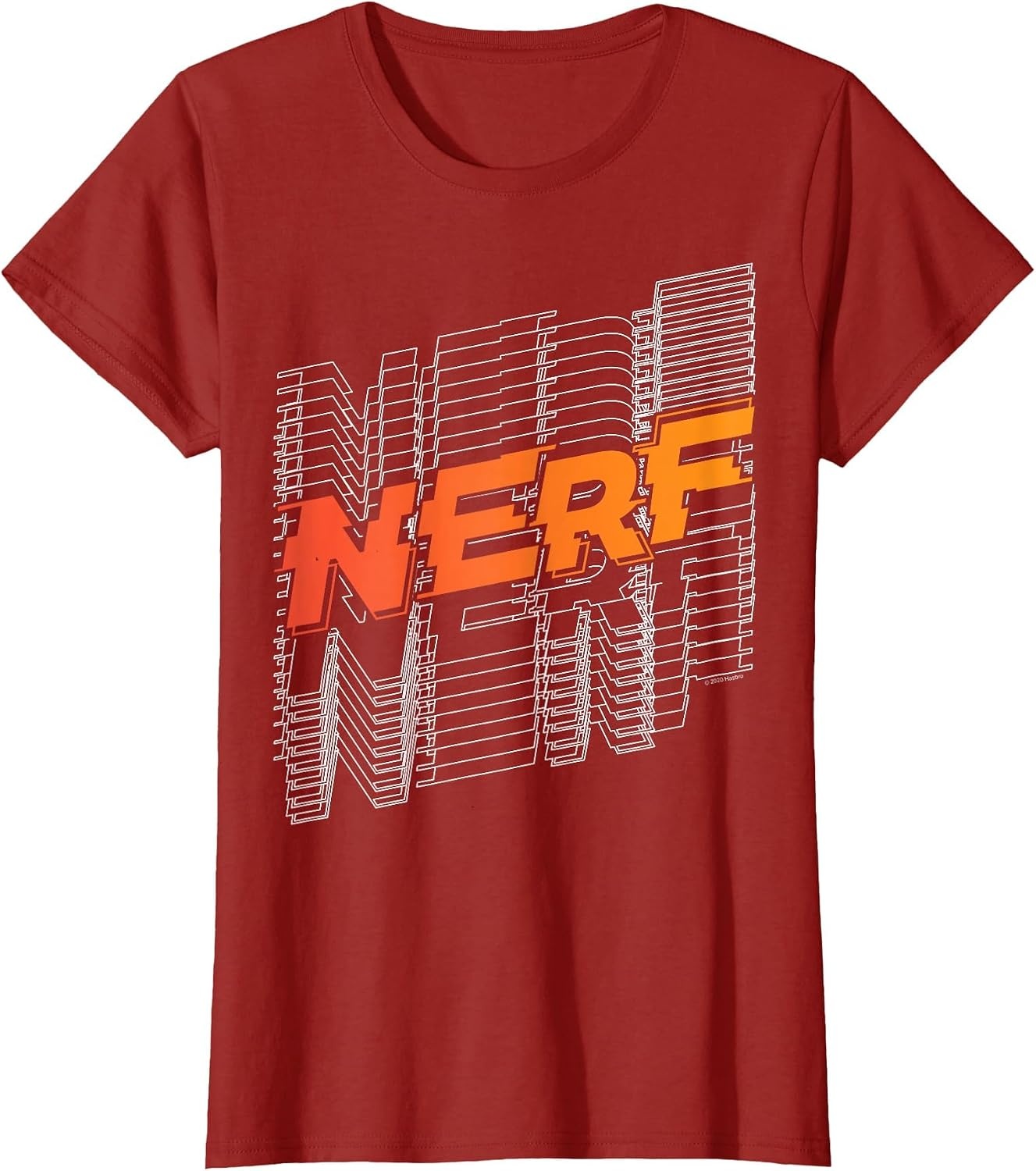 image:imageNerf Stacked Silhouette Retro Nerf Action Logo TShirtCranberry Red