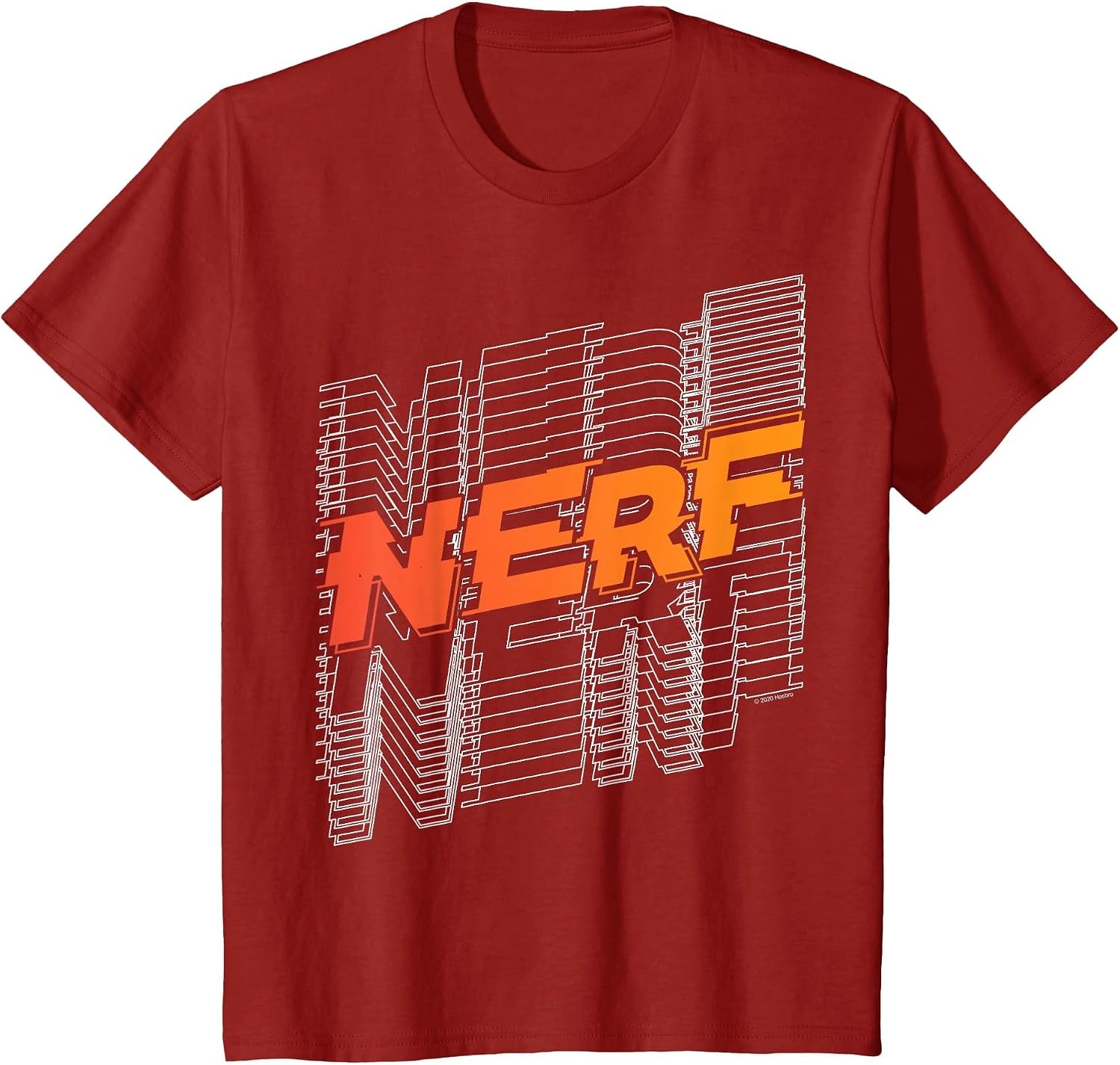 image:imageNerf Stacked Silhouette Retro Nerf Action Logo TShirtCranberry Red