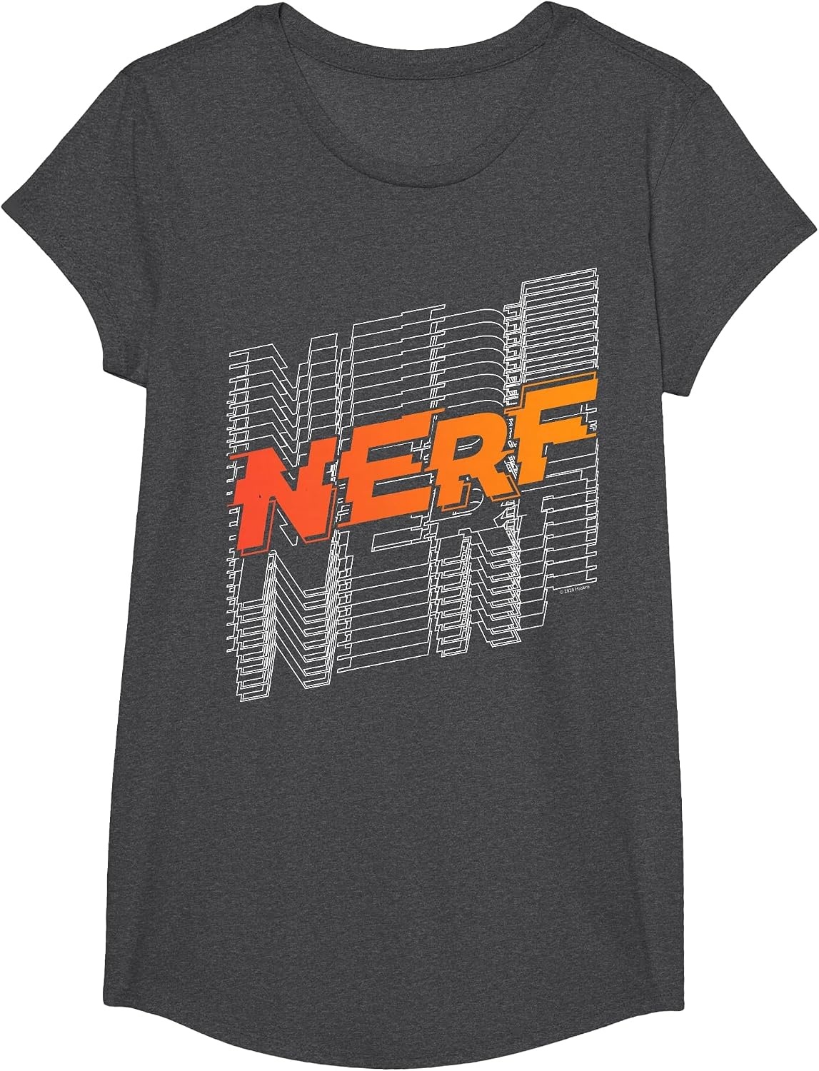 image:imageNerf Stacked Silhouette Retro Nerf Action Logo TShirtDark Heather Grey