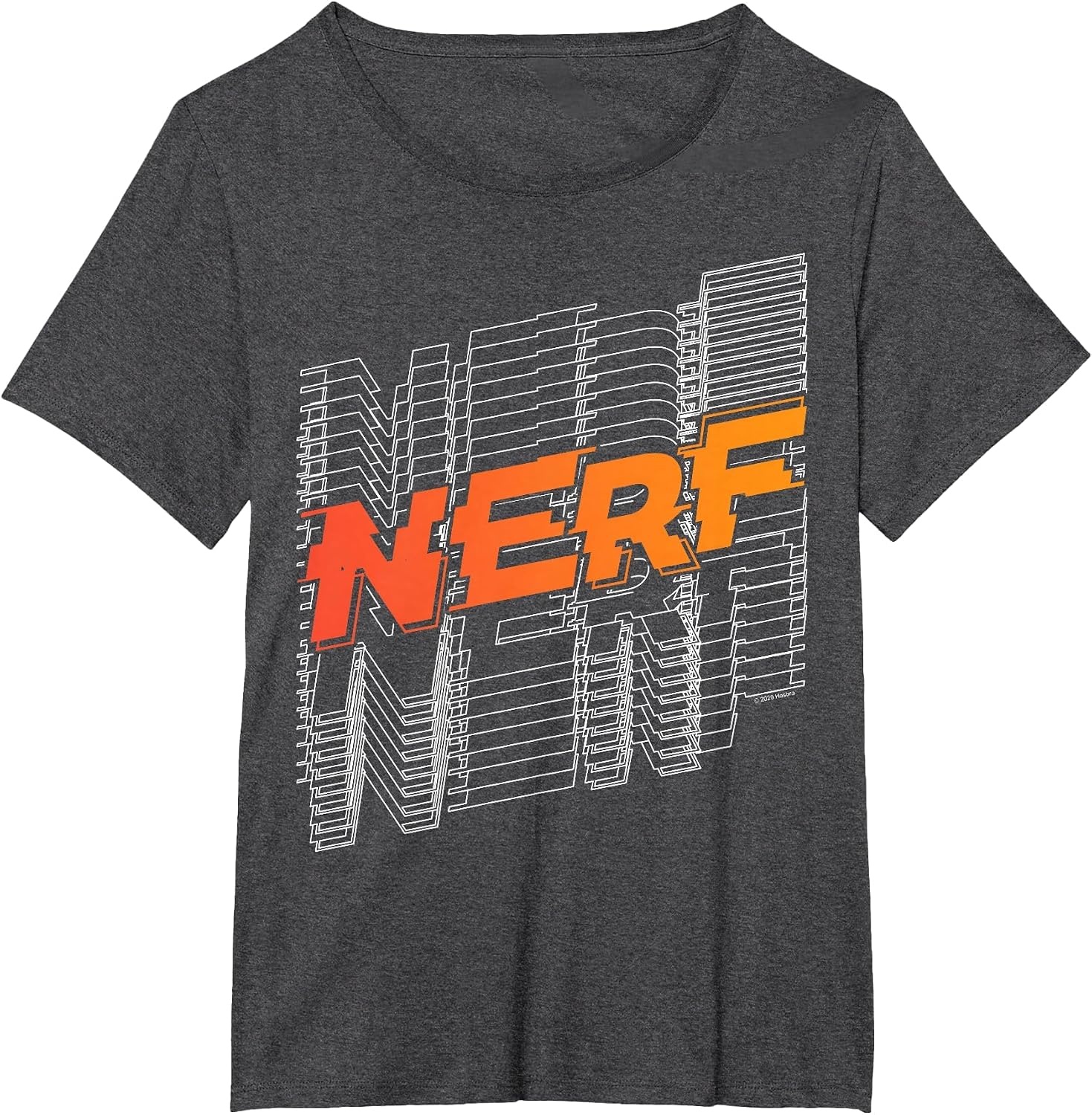 image:imageNerf Stacked Silhouette Retro Nerf Action Logo TShirtDark Heather Grey