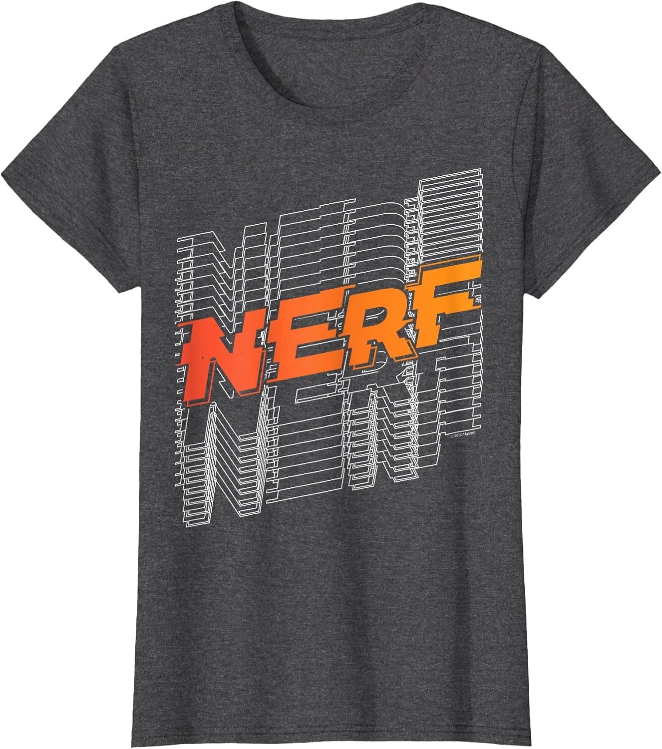 image:imageNerf Stacked Silhouette Retro Nerf Action Logo TShirtDark Heather Grey