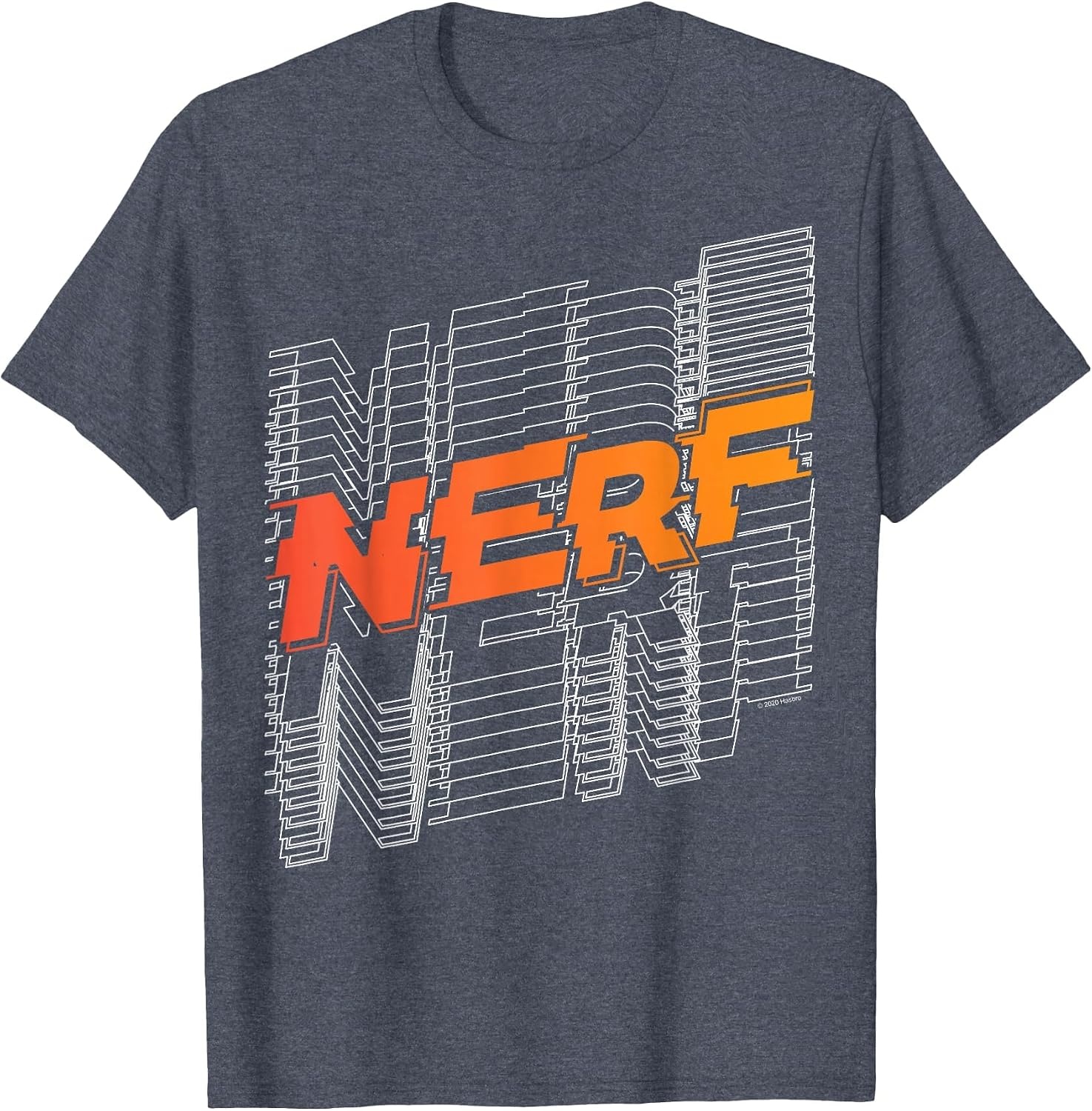 image:imageNerf Stacked Silhouette Retro Nerf Action Logo TShirtHeather Blue