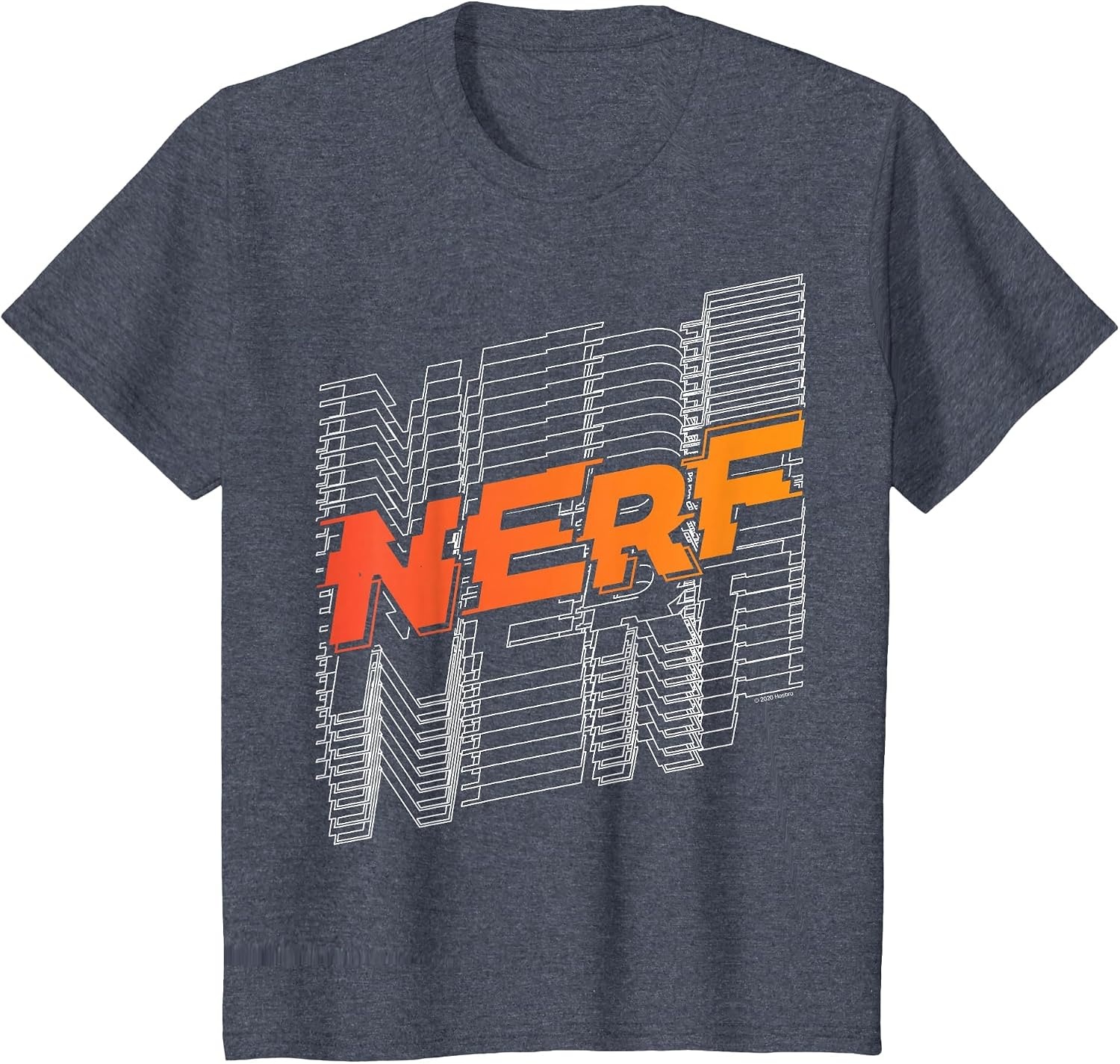 image:imageNerf Stacked Silhouette Retro Nerf Action Logo TShirtHeather Blue