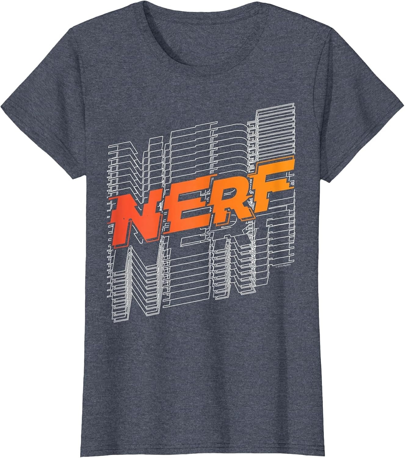 image:imageNerf Stacked Silhouette Retro Nerf Action Logo TShirtHeather Blue