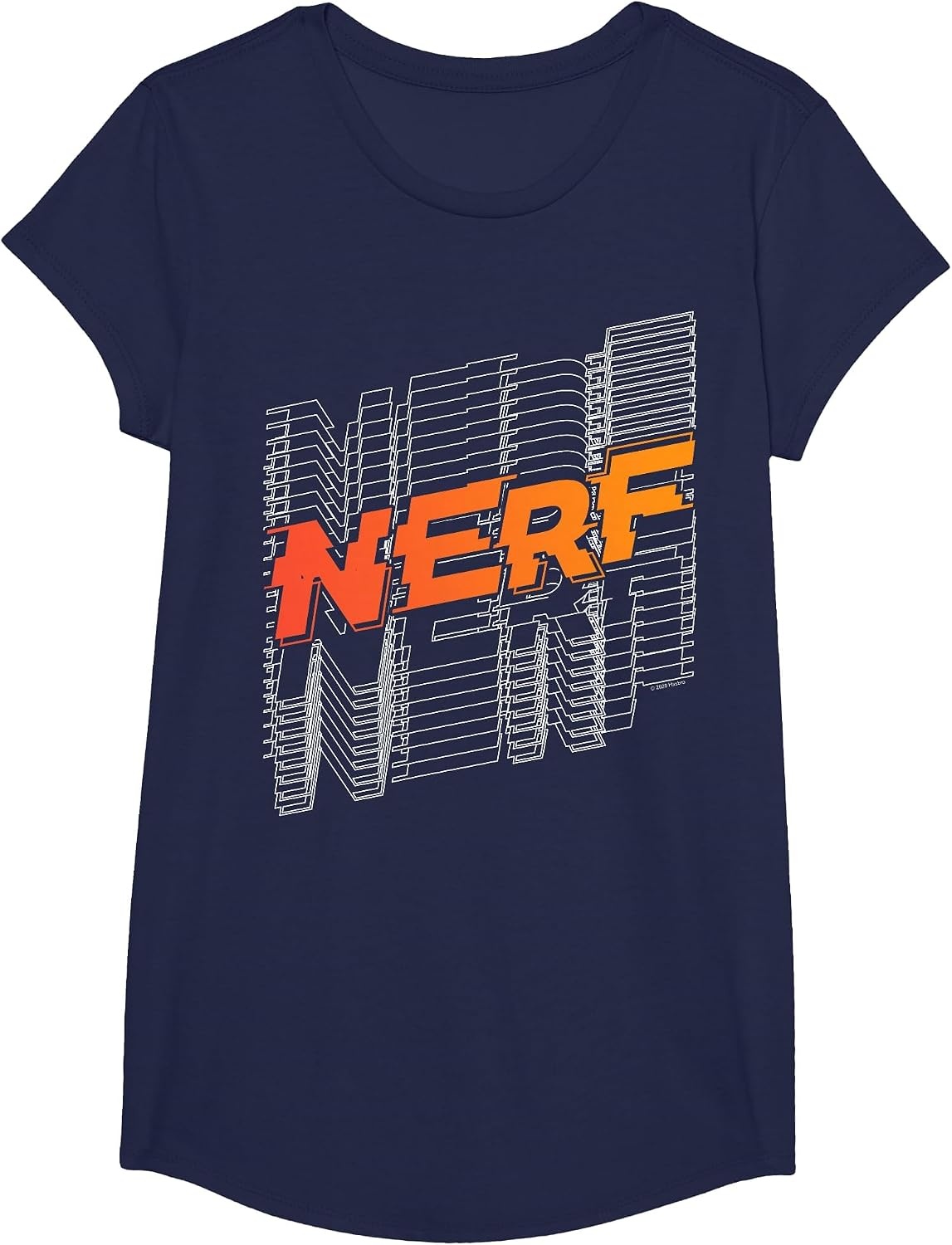 image:imageNerf Stacked Silhouette Retro Nerf Action Logo TShirtNavy Blue