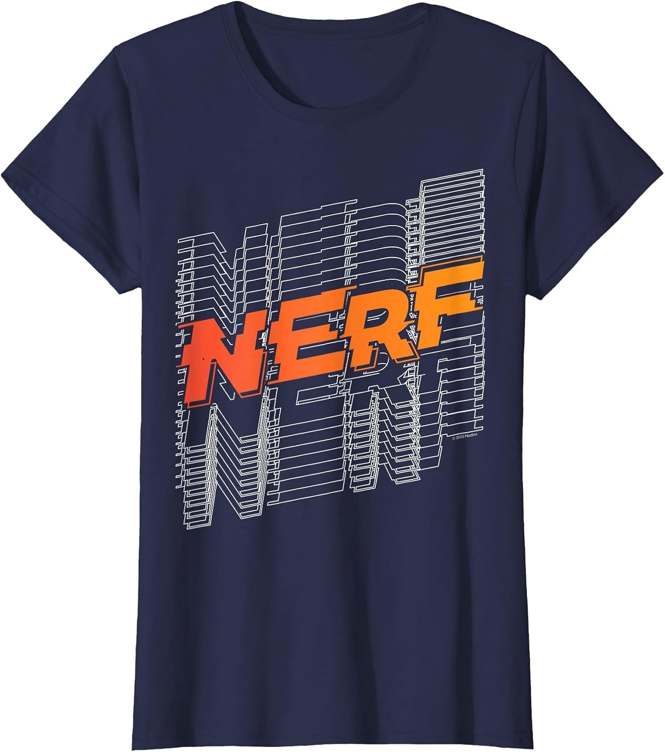 image:imageNerf Stacked Silhouette Retro Nerf Action Logo TShirtNavy Blue