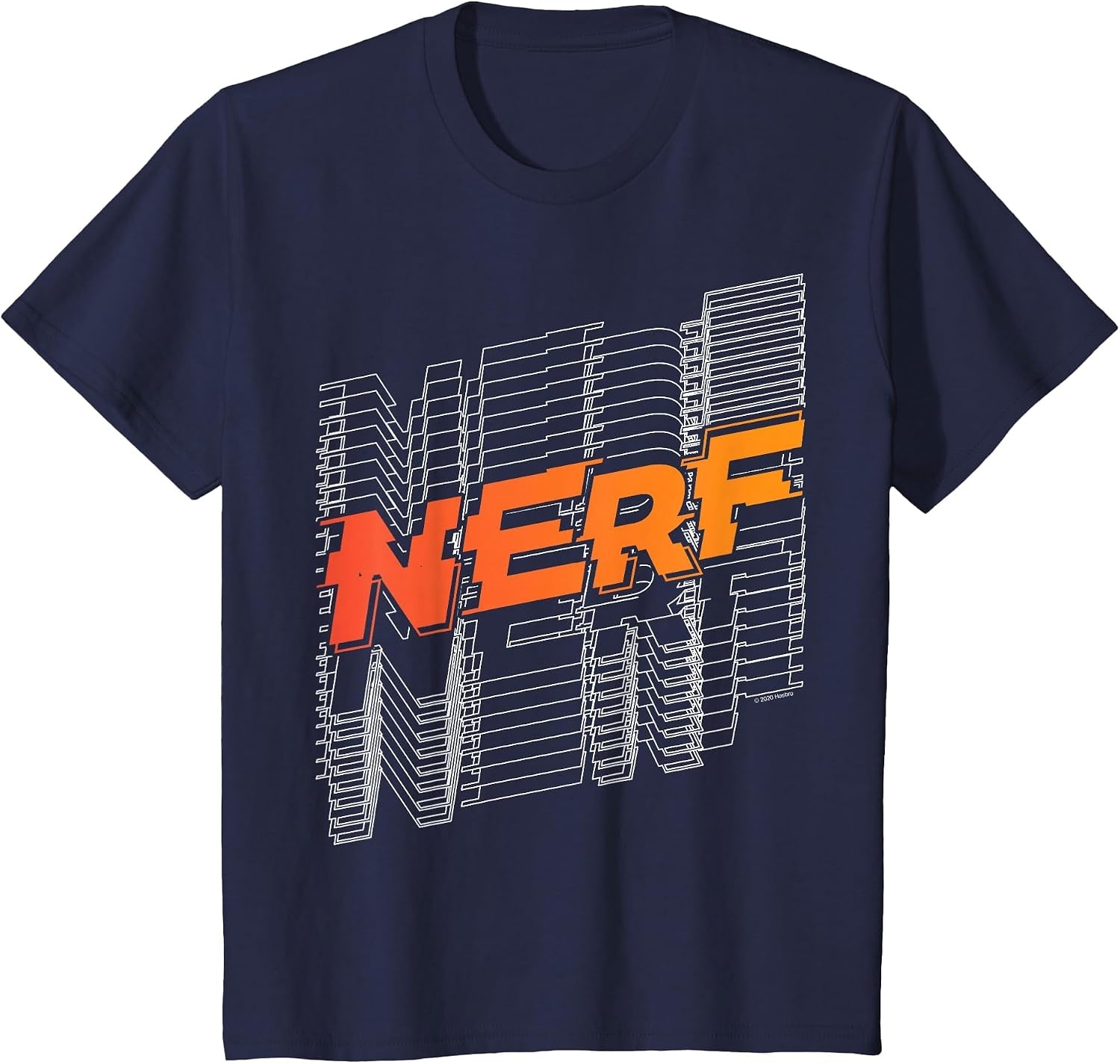 image:imageNerf Stacked Silhouette Retro Nerf Action Logo TShirtNavy Blue