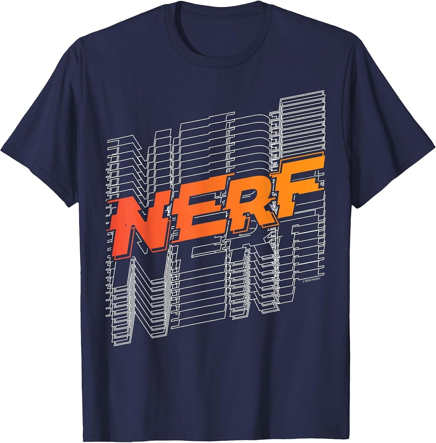 image:imageNerf Stacked Silhouette Retro Nerf Action Logo TShirtNavy Blue