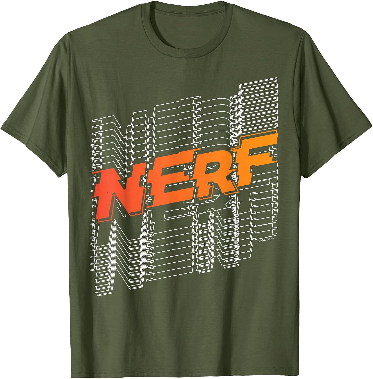 image:imageNerf Stacked Silhouette Retro Nerf Action Logo TShirtOlive Green