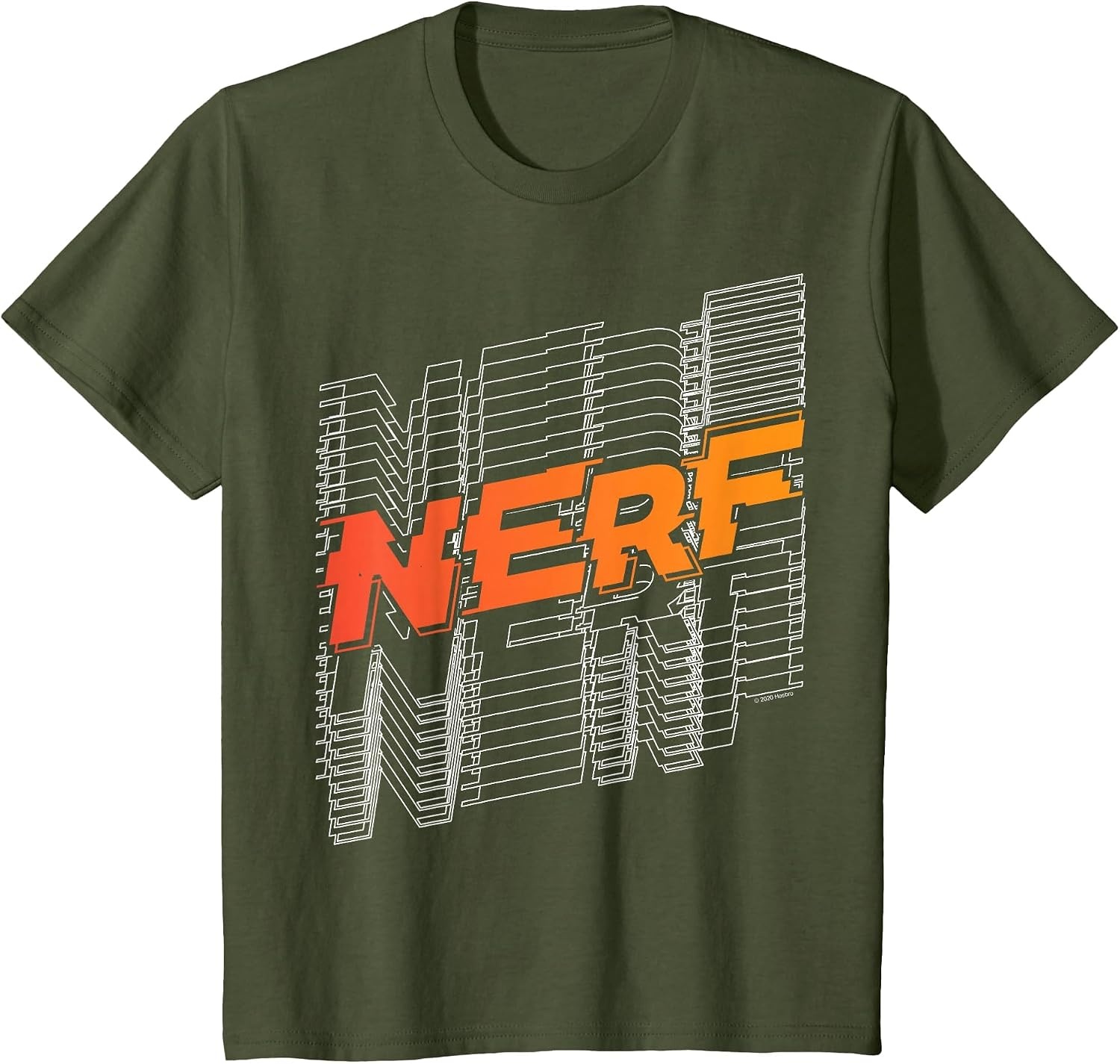 image:imageNerf Stacked Silhouette Retro Nerf Action Logo TShirtOlive Green