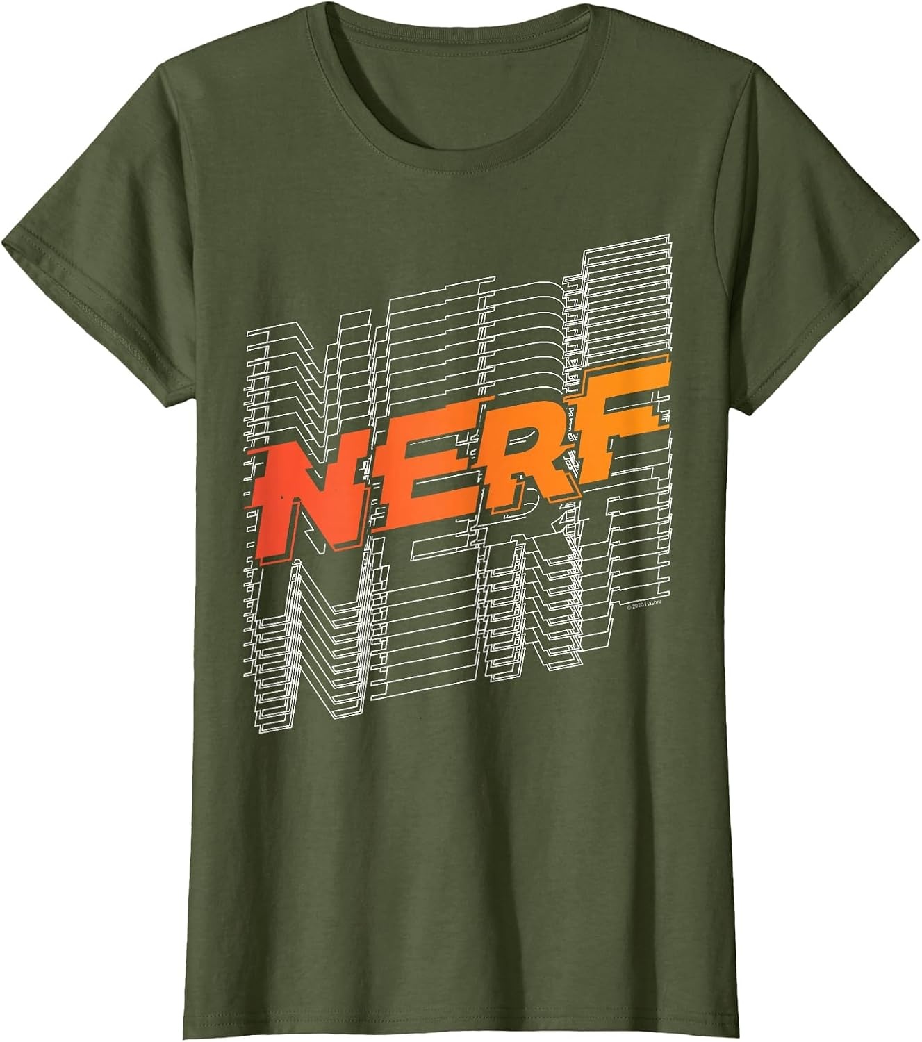 image:imageNerf Stacked Silhouette Retro Nerf Action Logo TShirtOlive Green